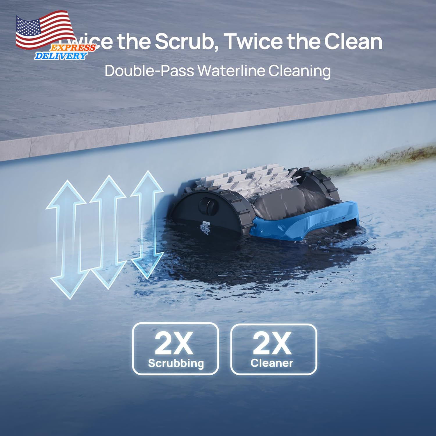 Aquasense 2 Cordless Robotic Pool Vacuum Cleaner Double-Pass Waterline Scrubbing