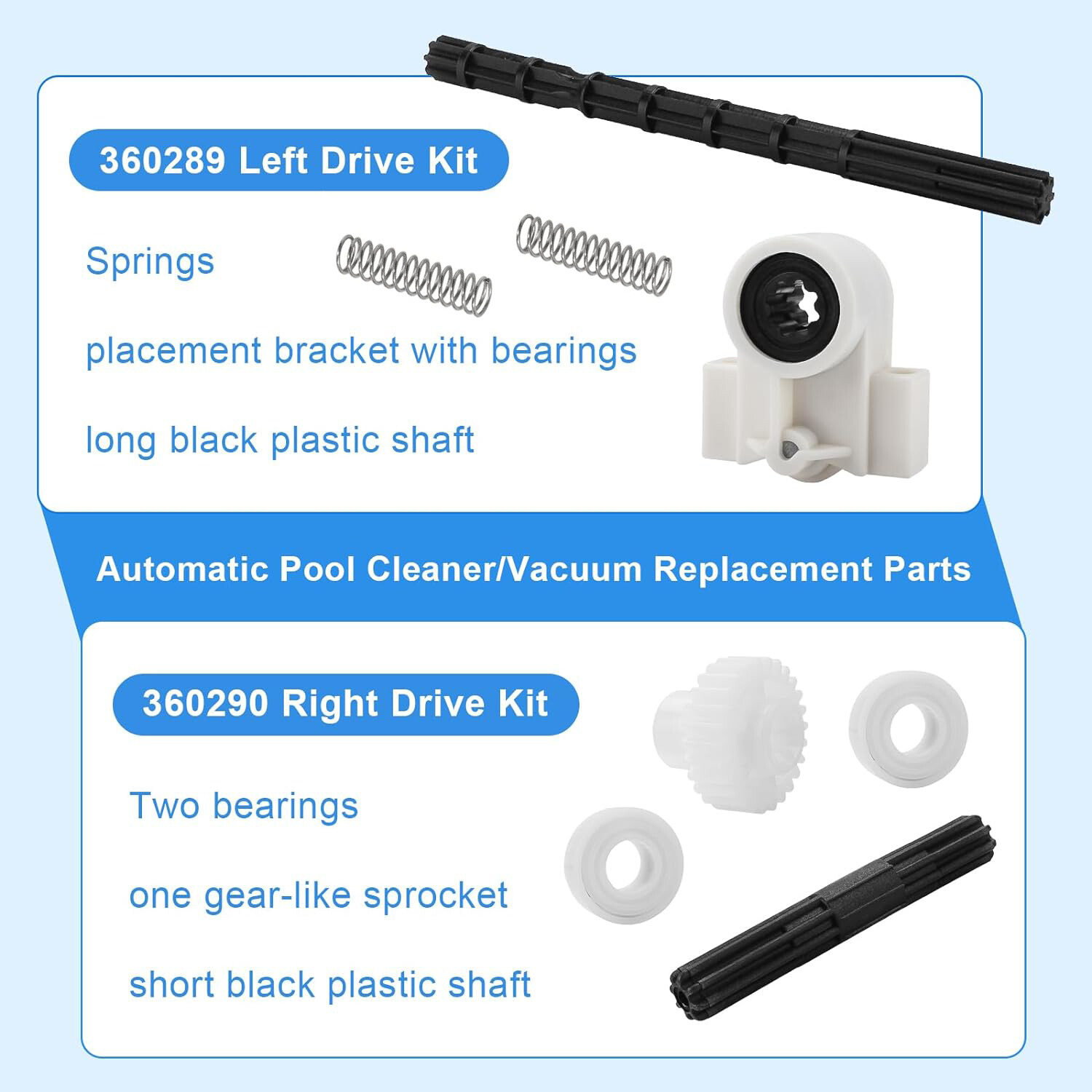 360289 360290 Right &Left Drive Axle Kit for Pentair Rebel Kreepy Krauly Warrior