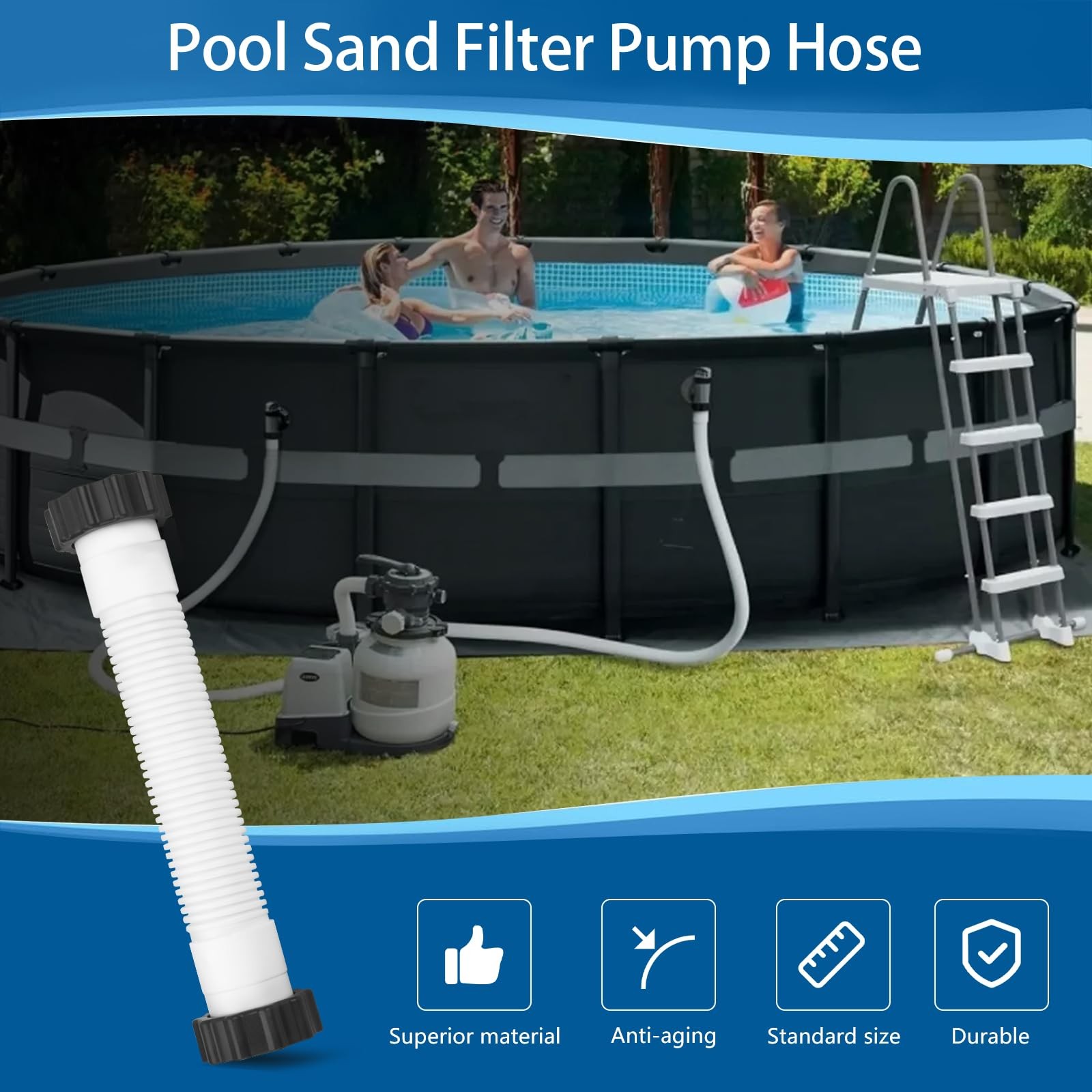 14 Inch Pool Sand Filter Pump Hose Replacement for Intex 14 inches, White