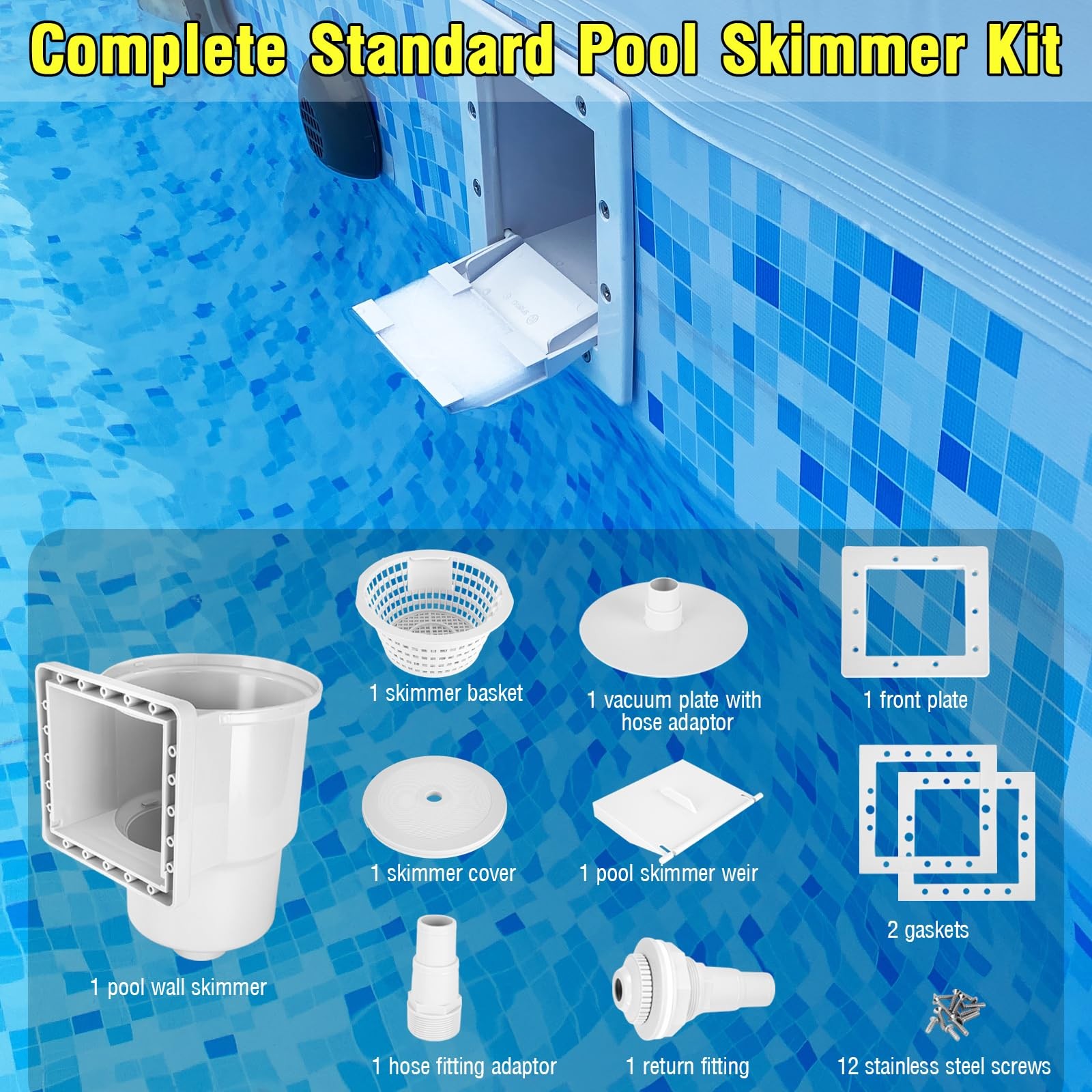 VECKYJL Above Ground Pool Skimmer Kit, Standard Thru-Wall Skimmer, Pool Wall …