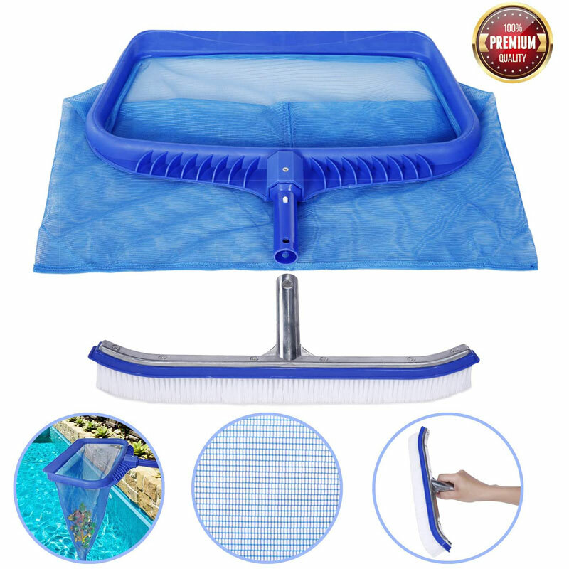 Pool Maintenance Cleaning Kit Skimmer Net Leaf Rake & 18&Prime; Brush Head Cleaner US