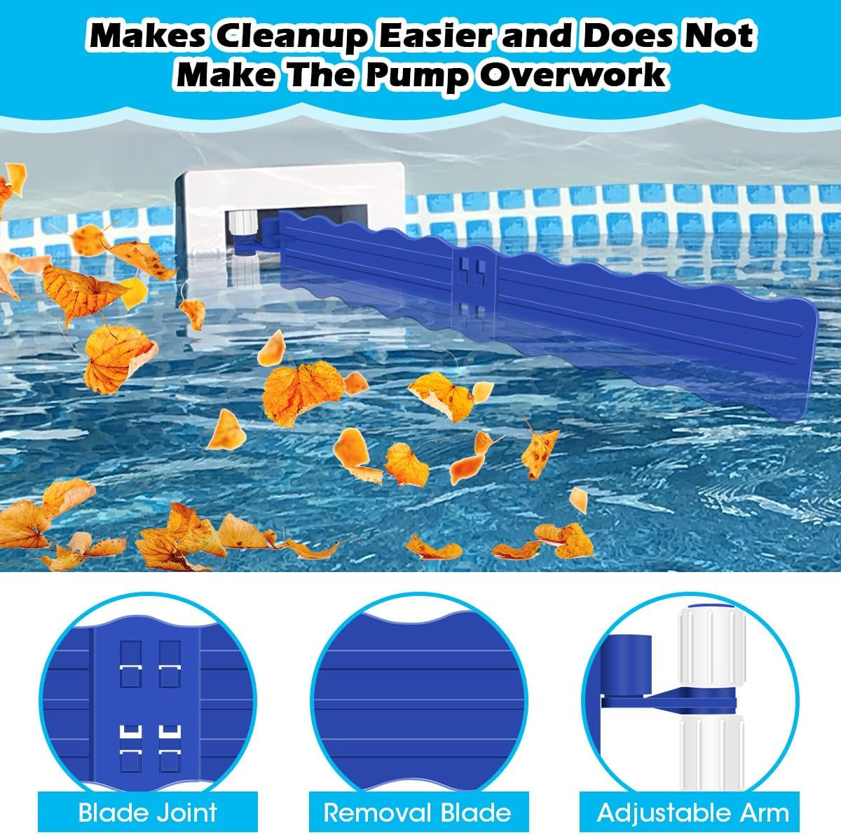 Pool Debris Catcher Skimmer Leaf Remover Accessories Kit – Blue
