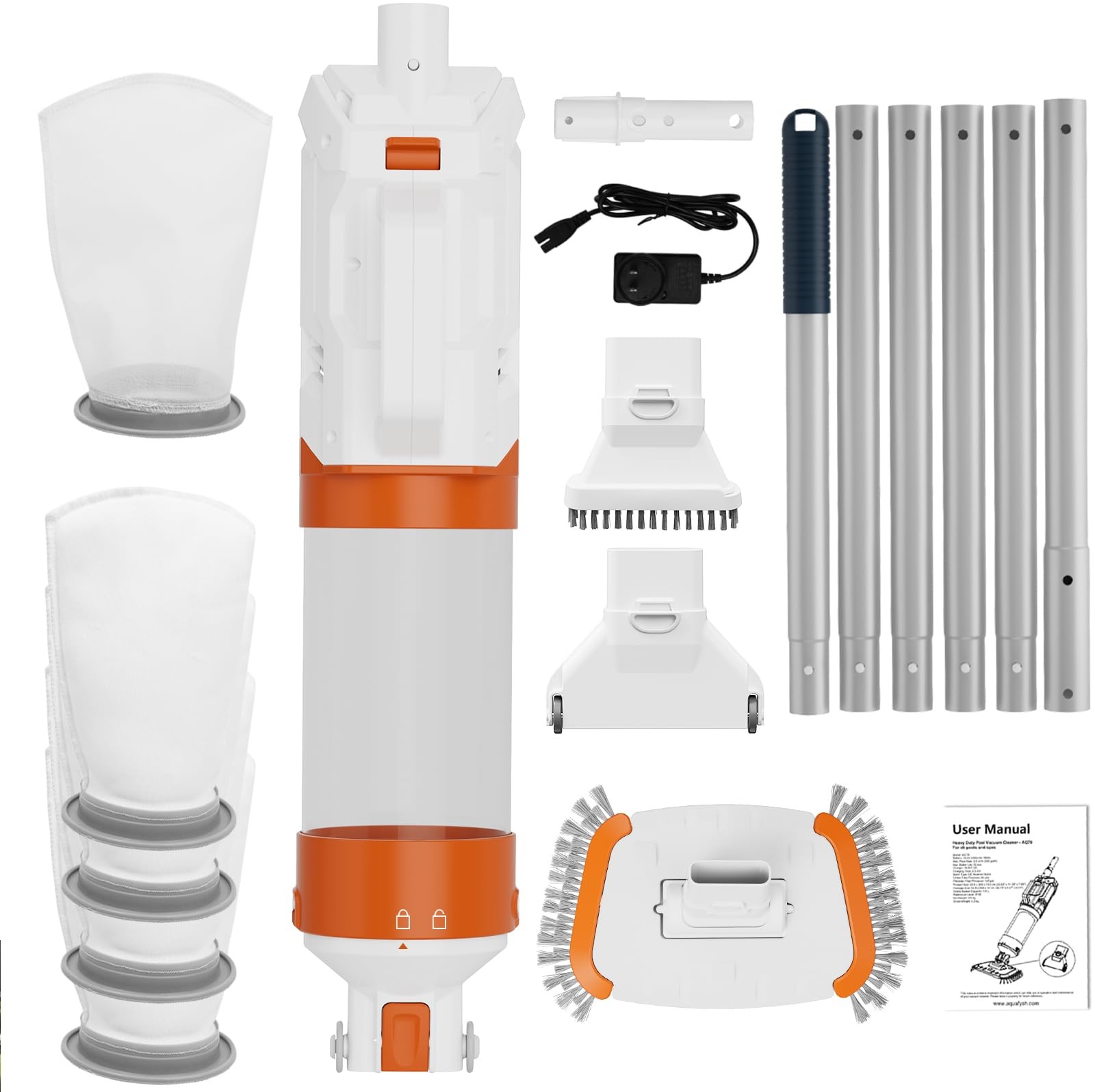 Cordless Pool Vacuum-True Powerful Suction 18.9GPM, 130inch, 1H Runtime, 25µm…
