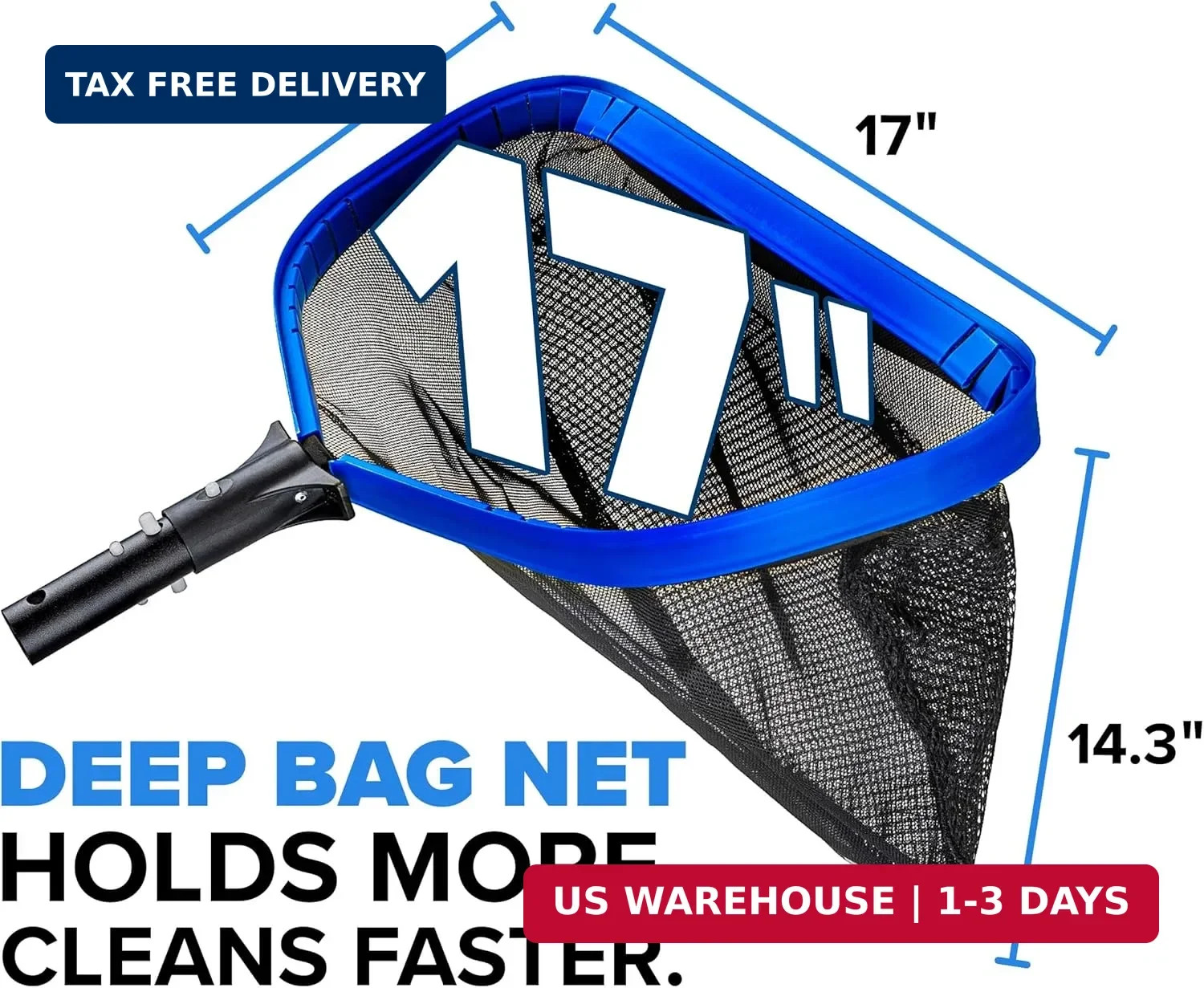 Aluminum Frame Pool Leaf Net – Deep Bag Pool Nets for Leaves for Inground & Abov