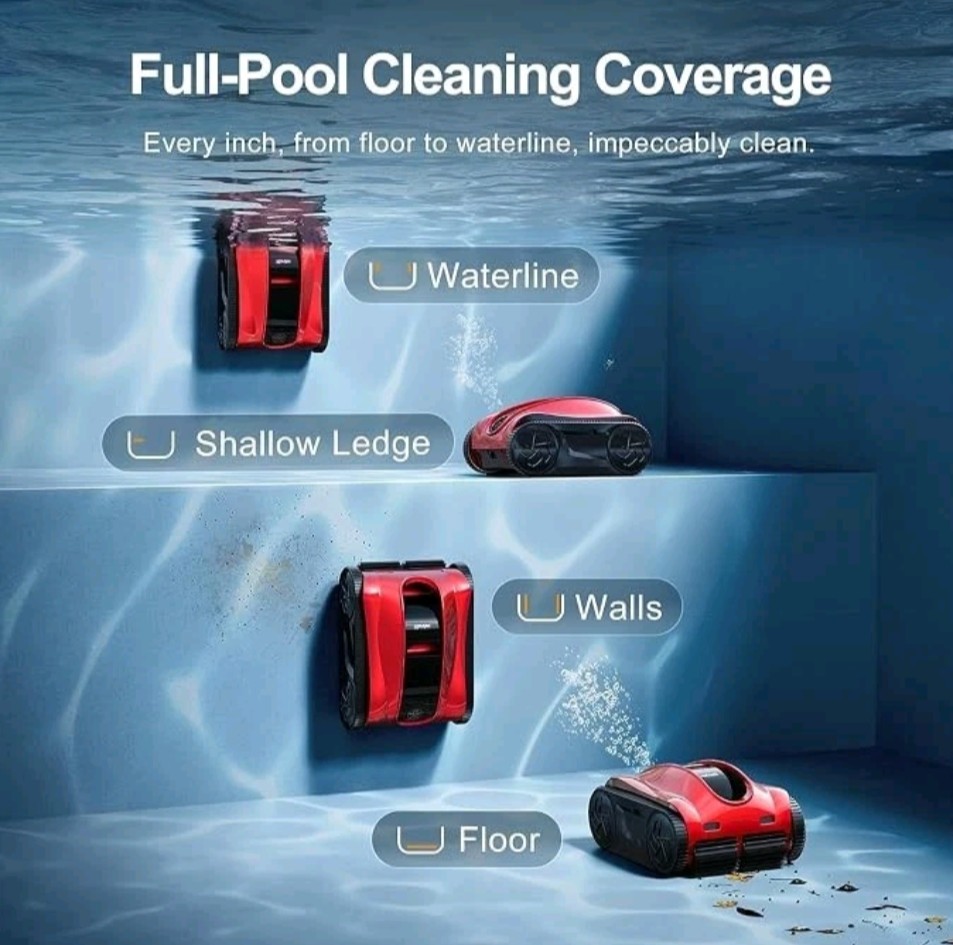 iGarden Cordless Robotic Pool Cleaner 10 Hour Runtime Wall Climbing App Control