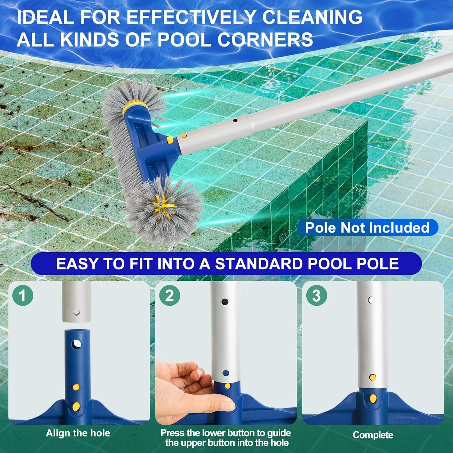 Pool Brush with Round Ends, 12.5 » Pool Brush Head for Inground Pools/Above G…