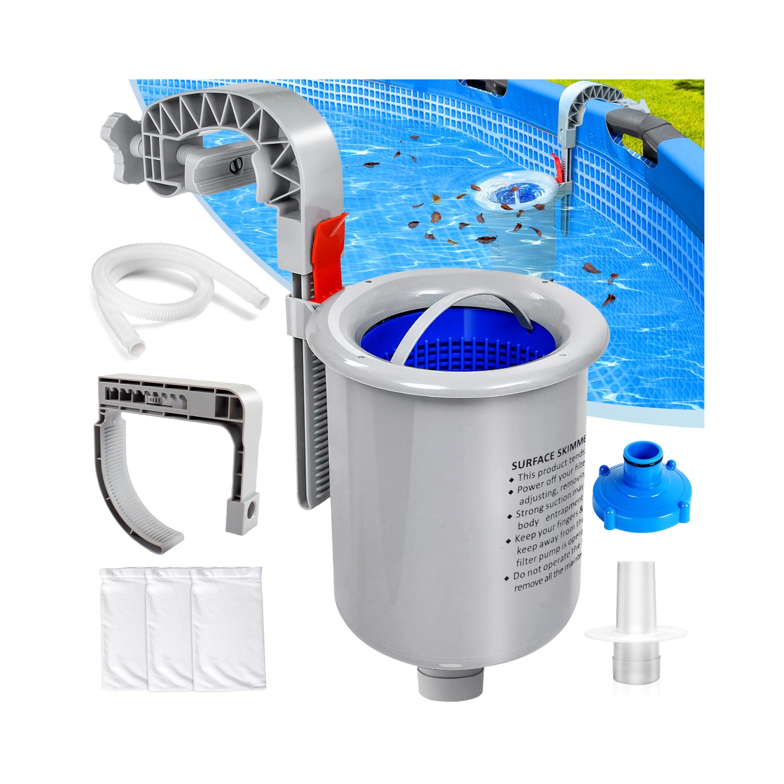 Above Ground Pool Surface Skimmer Wall Mount with Removable Basket – Automatic