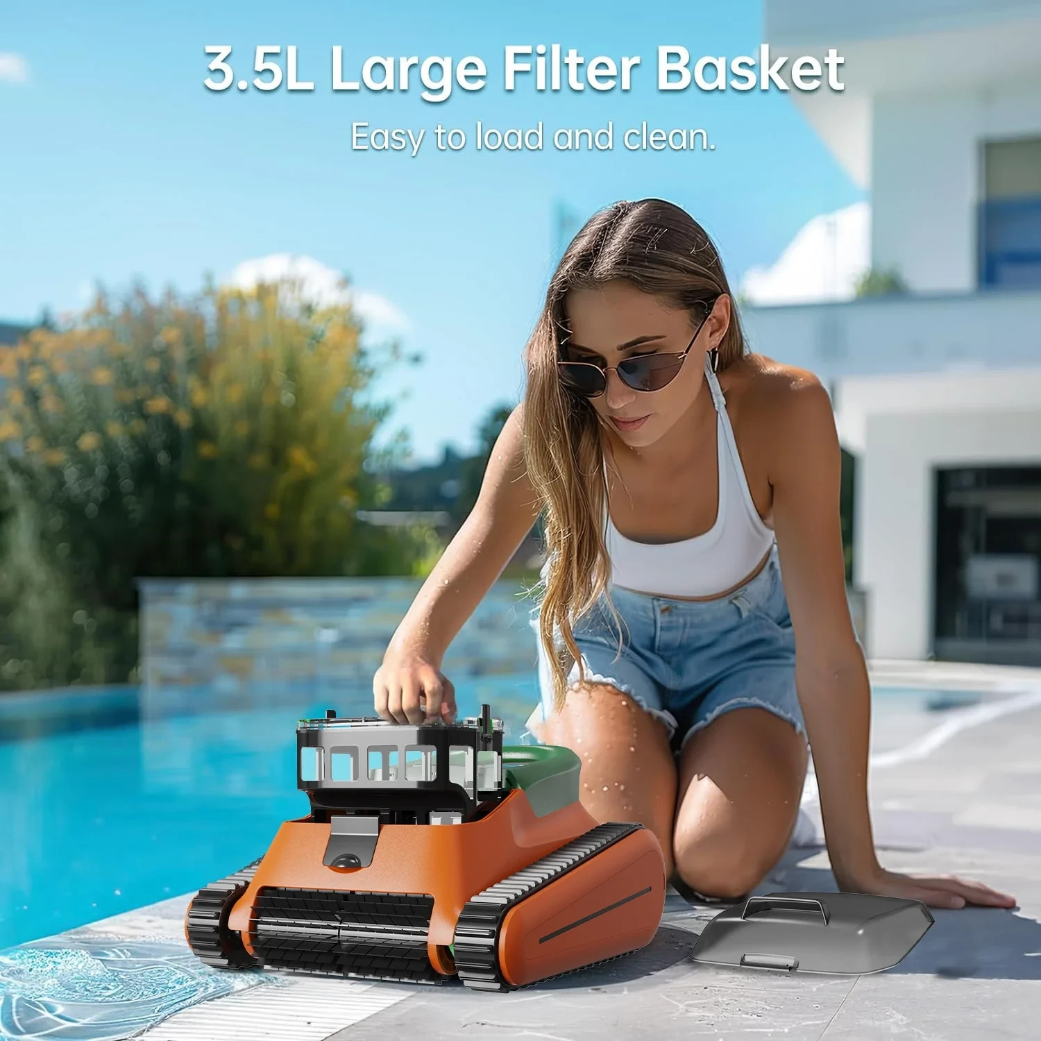Seauto Cordless Robotic Pool Cleaner 3H Wall Climbing Up to 2250 Sq.ft