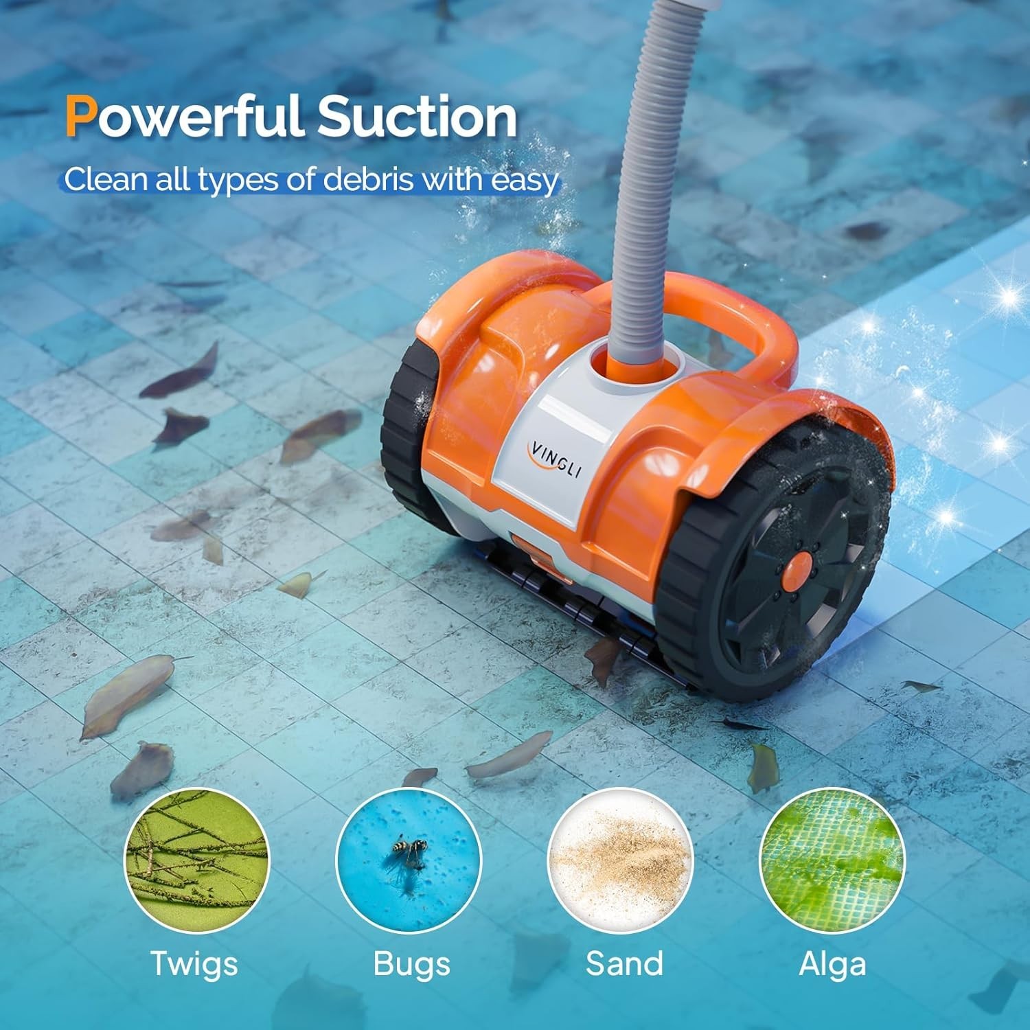 2025 Pool Vacuum Cleaner Suction Side Wall-Climbing Inground & Above-Ground w…