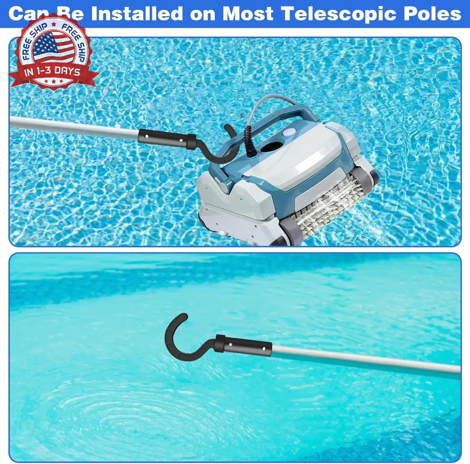 2 PCS Hook for All Robotic Pool Cleaner Pool Hooks for Poles Accessories, Pool P