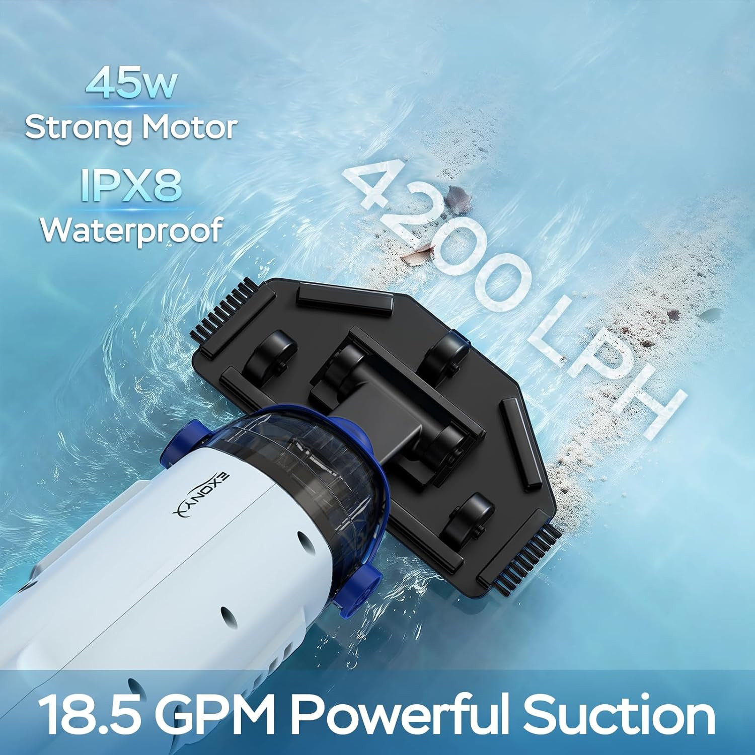 Cordless Pool Vacuum for above Ground Pool, 18.5GPM Enhanced Suction Handheld Po