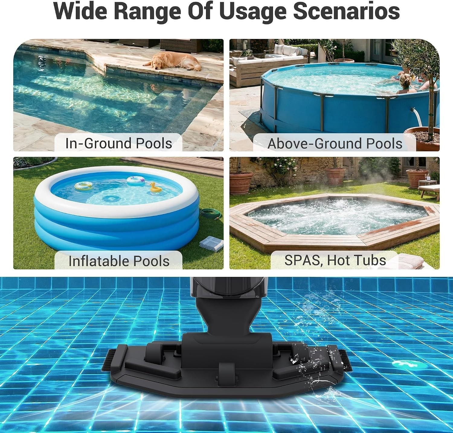 Effortless Above Ground Pool Cleaning: 18 GPM Suction & 4-Section Pole Design