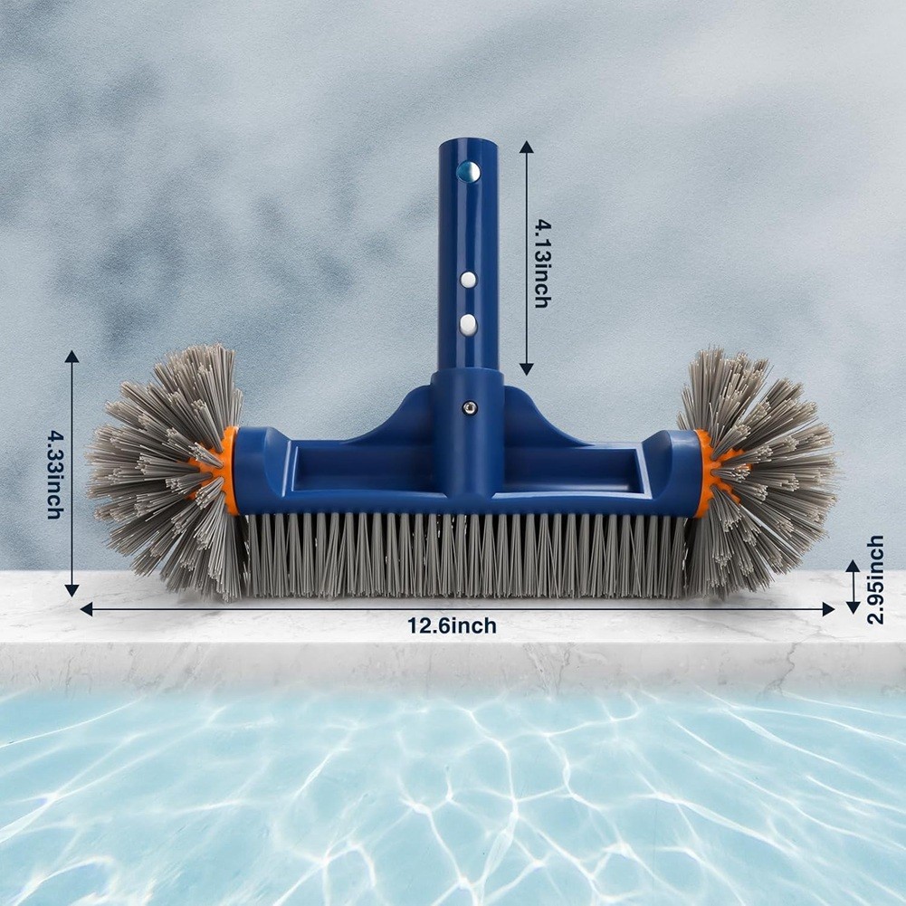 Pool Brush with EZ Clip, 13&Prime; Round End for Cleaning Pool Wall Brush Head L3M7
