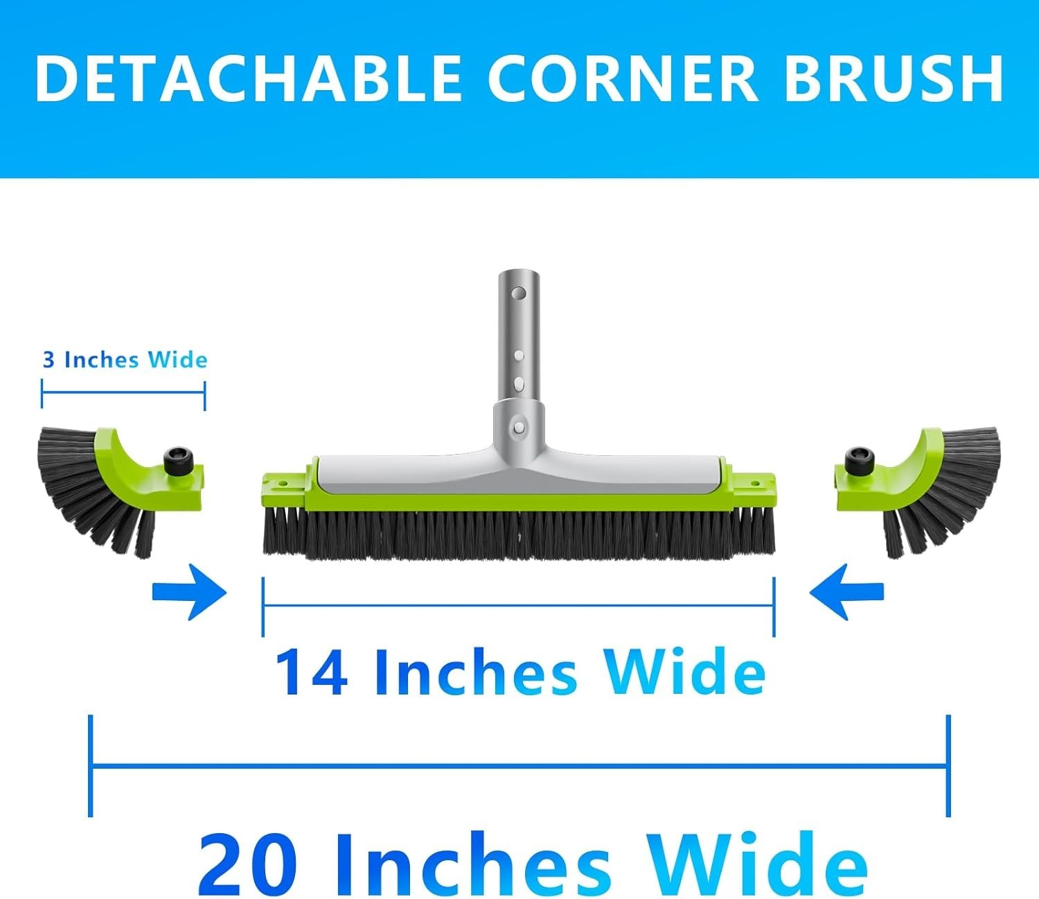 Effortless 20&Prime; Pool Cleaning Brush with Curved Edge – Hand Protection Feature