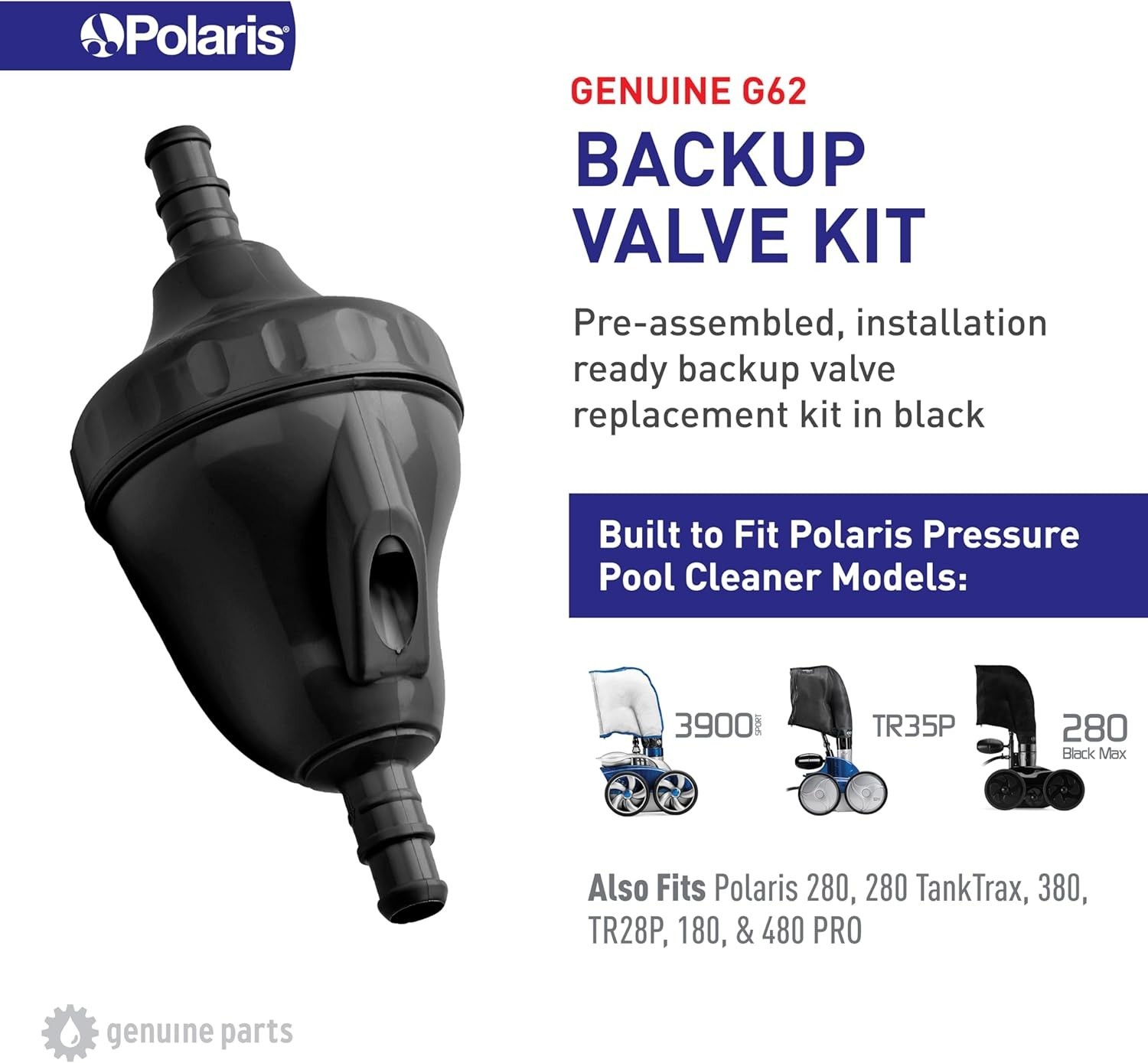 Polaris G62 Back-Up Valve Black 280 380 480 Pro