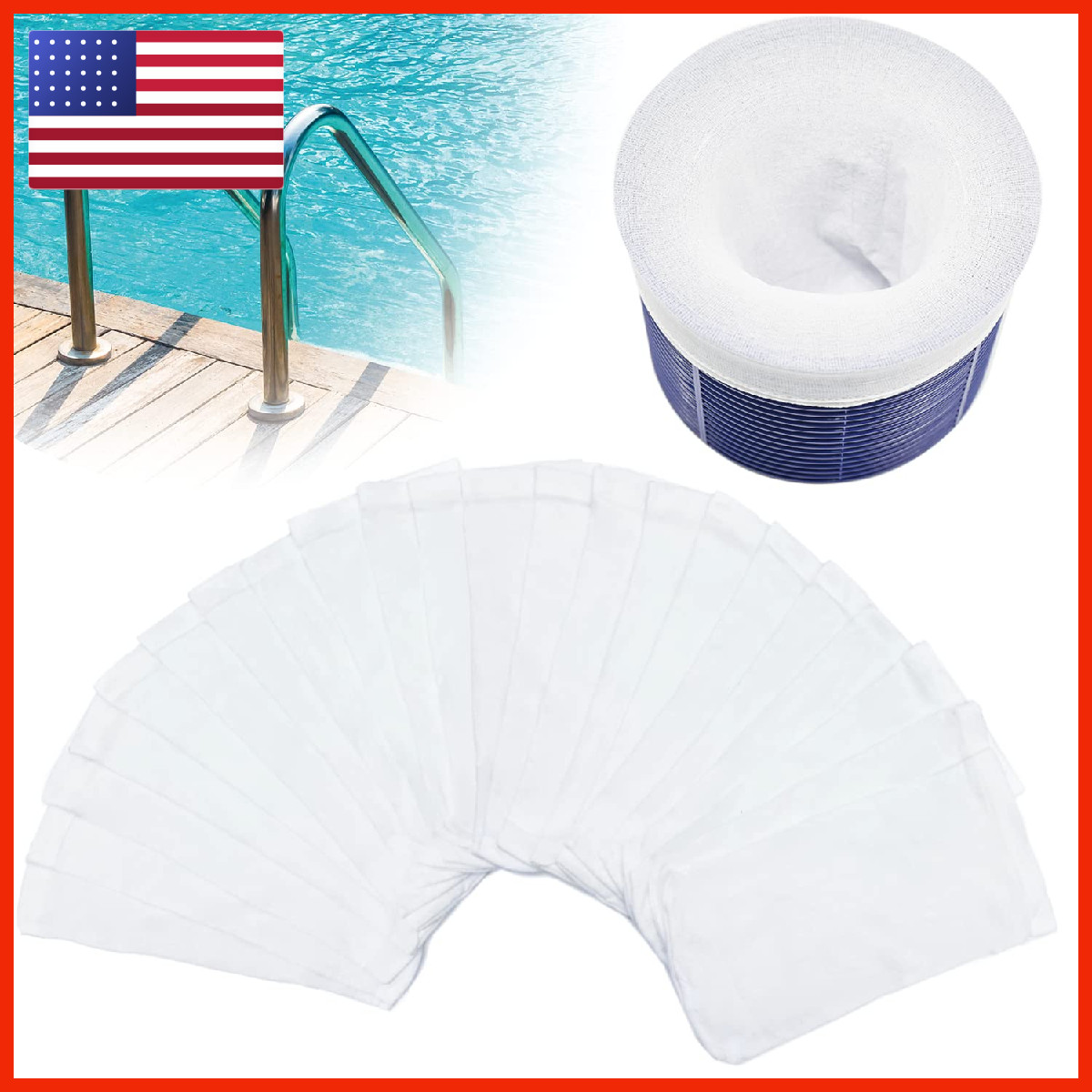 Chicarry 100 Pack Pool Skimmer Socks Reusable Pool Socks For Skimmer Basket