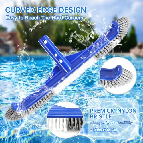 Pool Head, 17&Prime; Pooles for Cleaning Pool Walls, Curved Ends High Large Brush