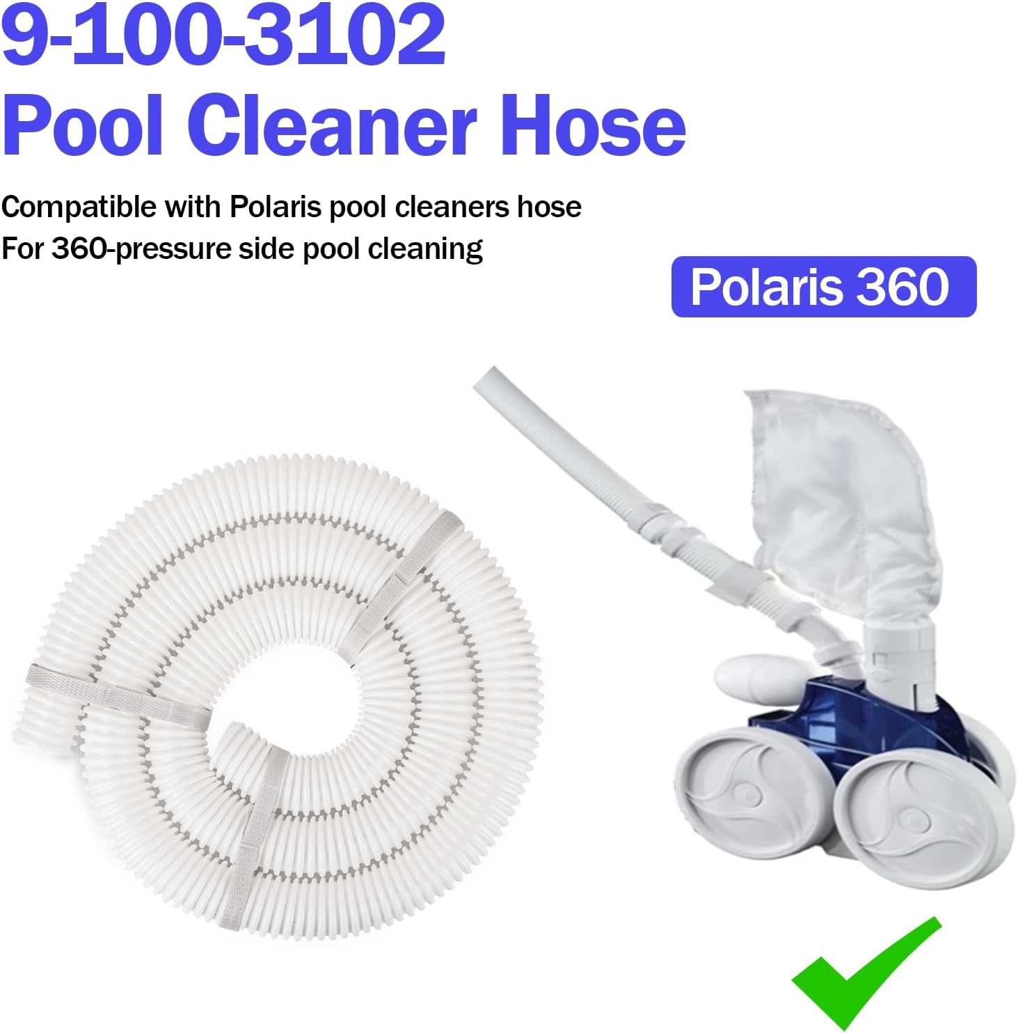 2xReplacement for Polaris 360 Pool Cleaner 6-Ft Cuff-less Feed Hose 9-100-3102
