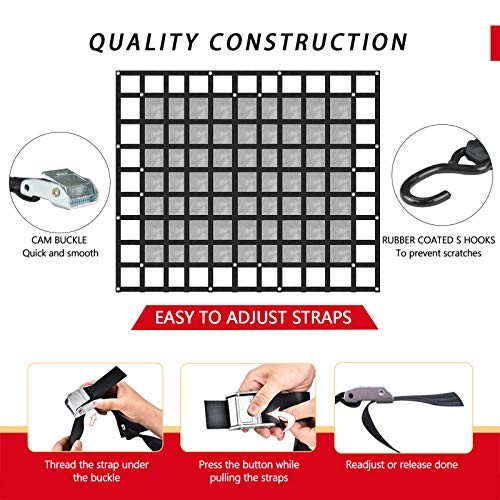 Surmountway Heavy Duty Cargo Net with Mesh—1100LBS Capacity—72&Prime;x57&Prime;