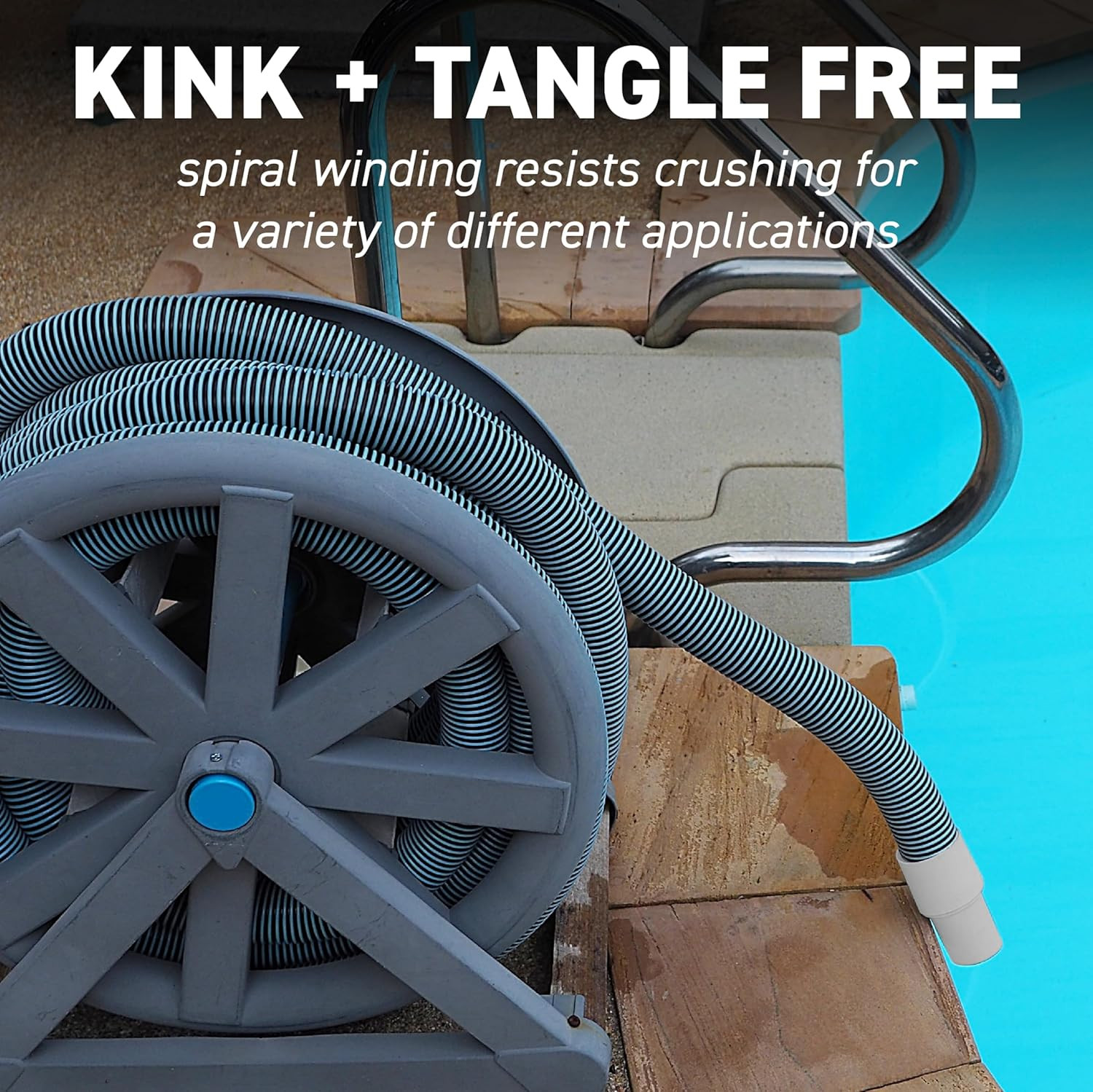 Swimming Pool Vacuum Hose 1-1/2&Prime; X 50-Ft, Swivel Cuff Kinkproof Design, Made in
