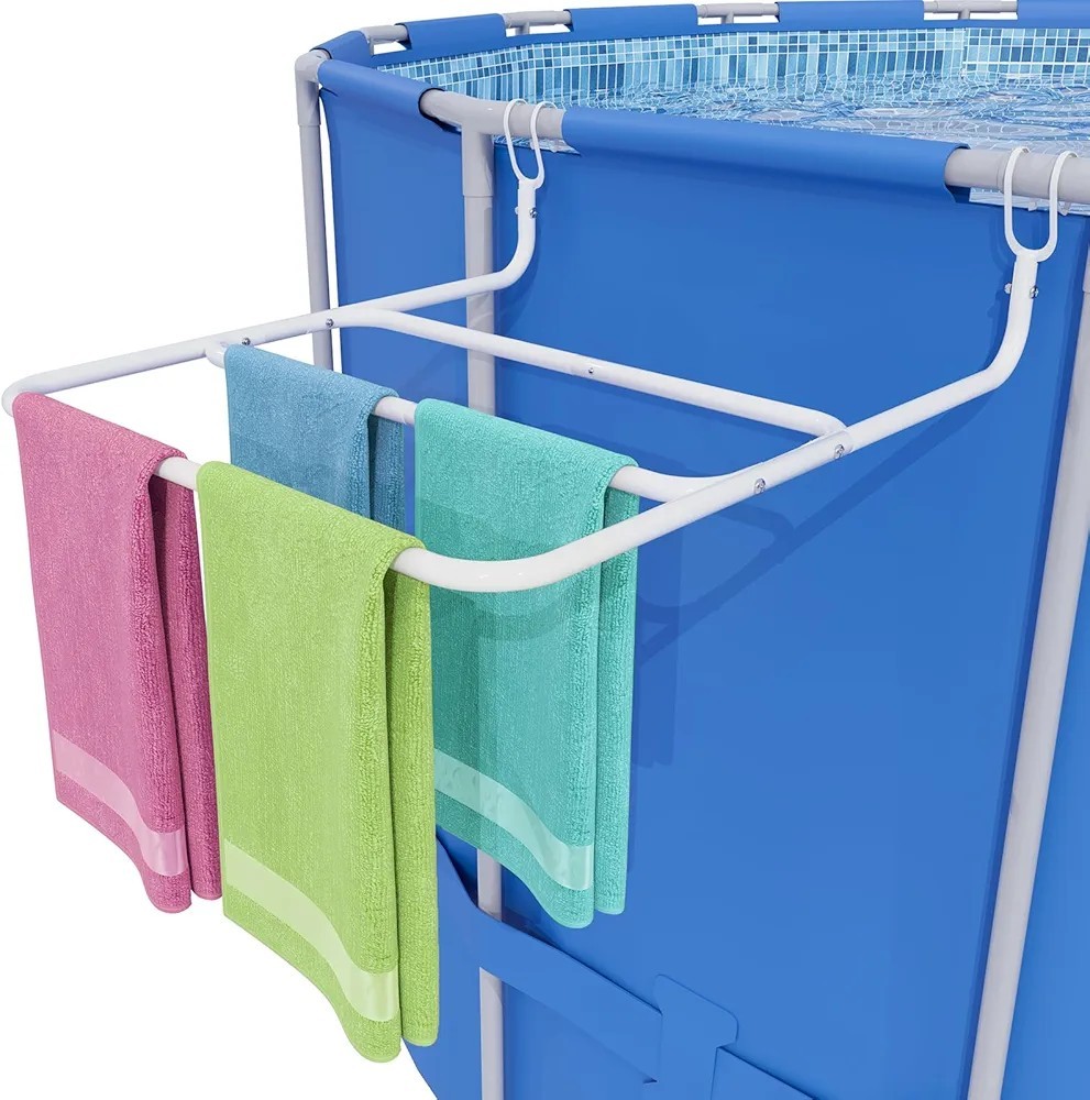 Pool Towel Rack 3 Bar Metal Poolside Towel Rack Outdoor, 20.6&Prime; Wide Heavy Duty