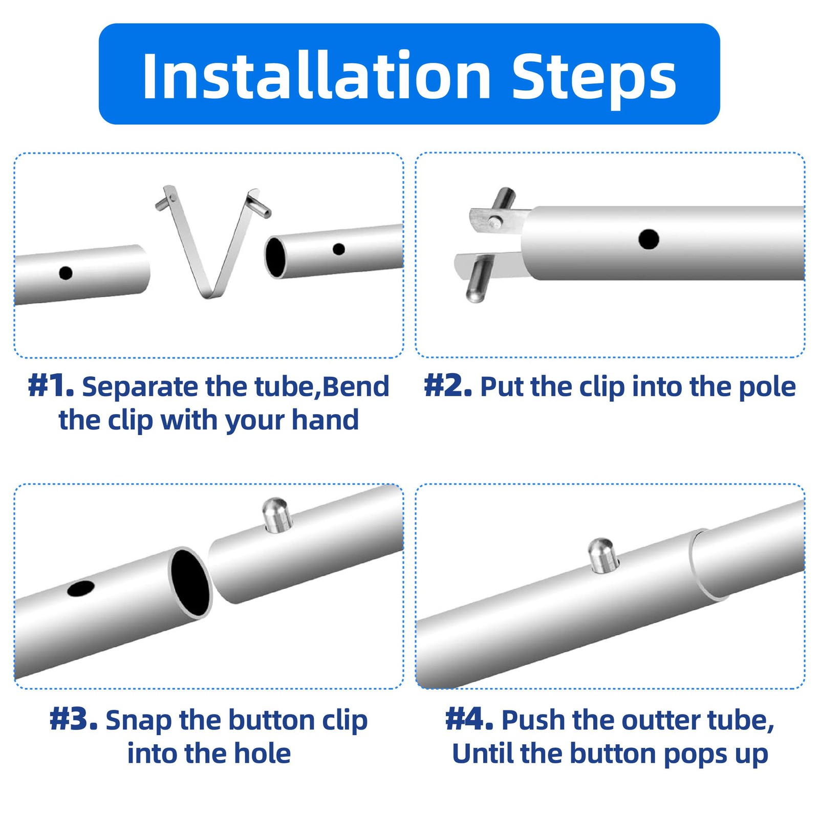 3PCS Pool Pole Clips, V-Shaped Stainless Steel Pool Brush Clip – Rustproof Do