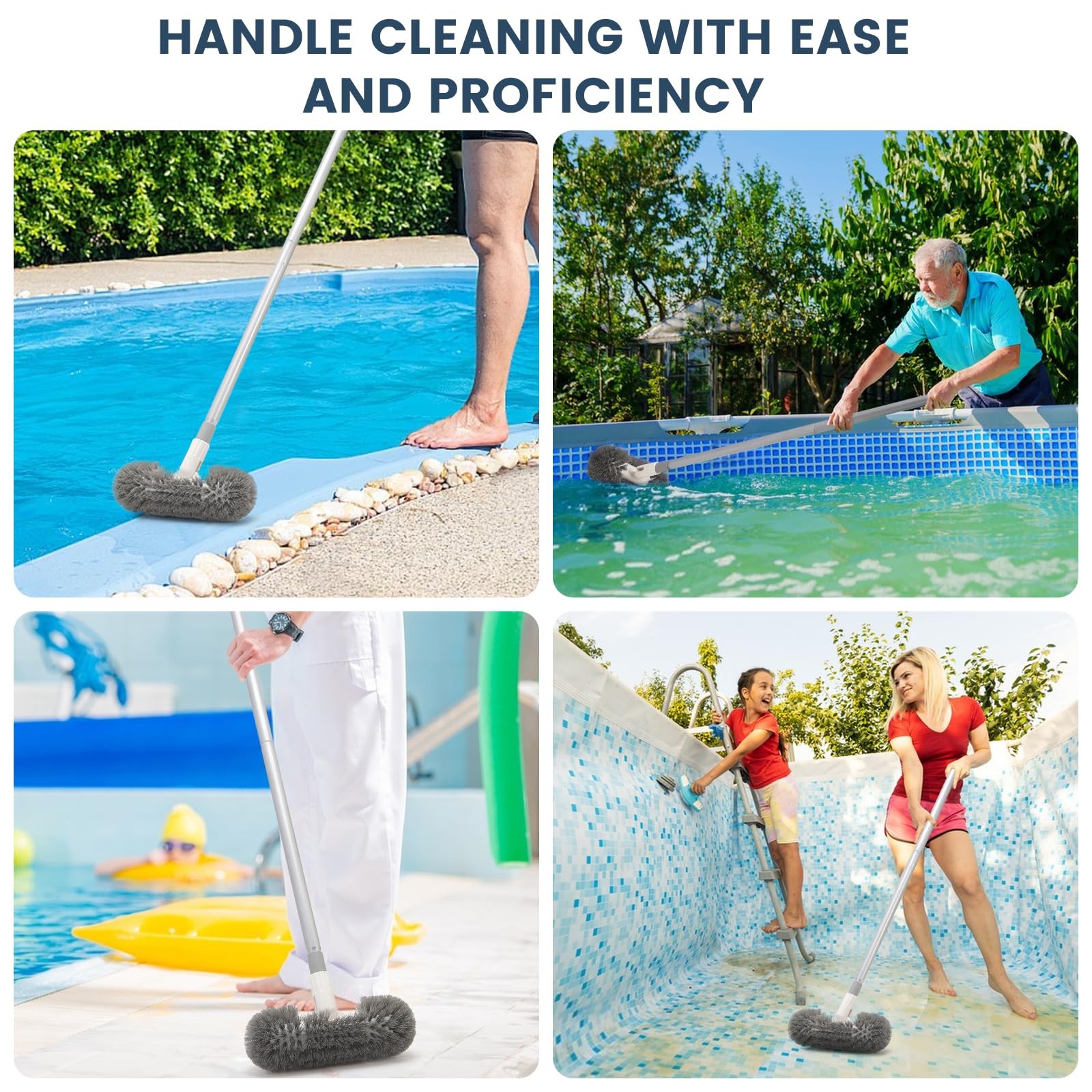 51&Prime; Deck Brush with 360° Swivel Scrubber for Boat, Pool, Tile, and Patio