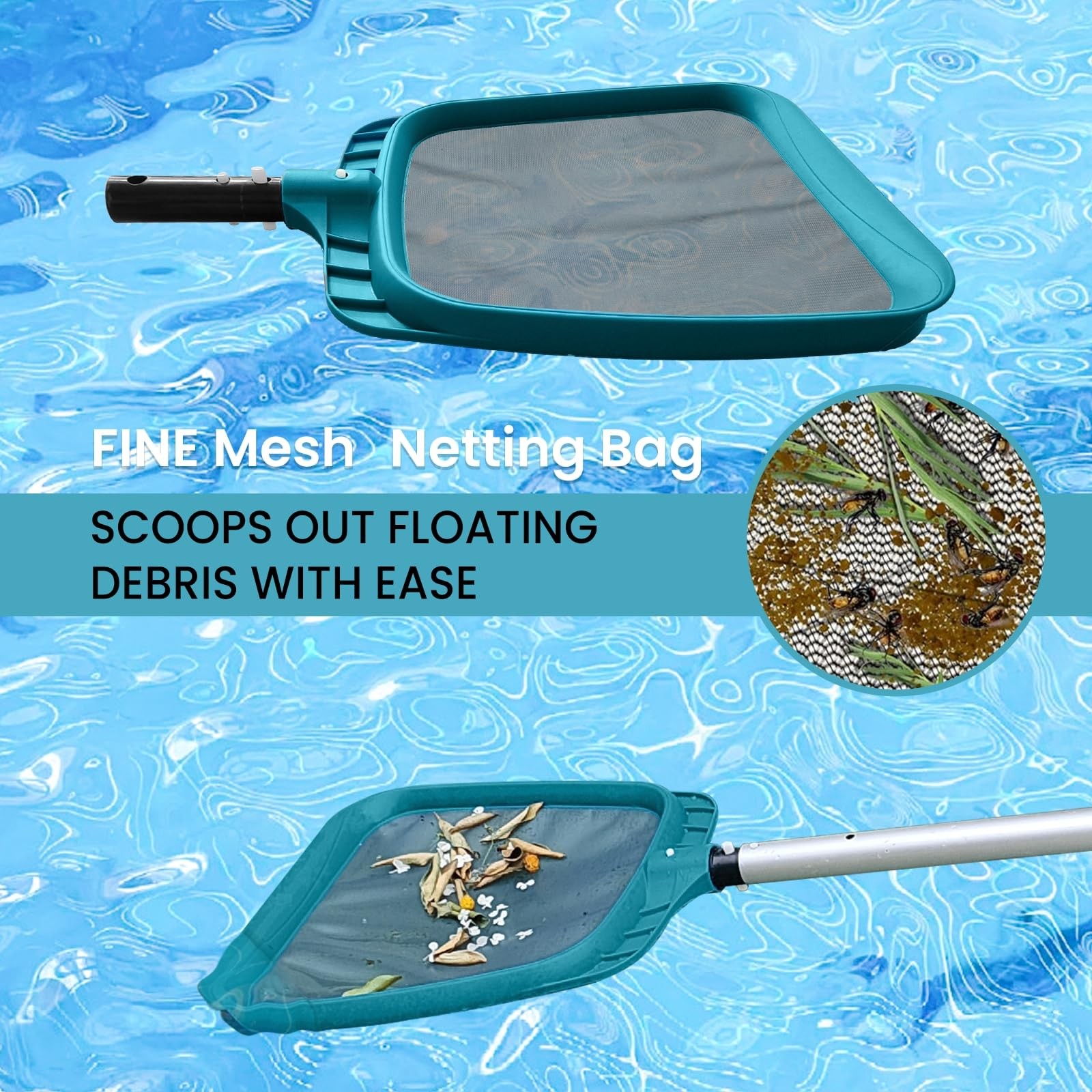 Economy Swimming Pool Cleaning Kit – Fine Mesh Deep Pool Rake & Leaf Skimmer …