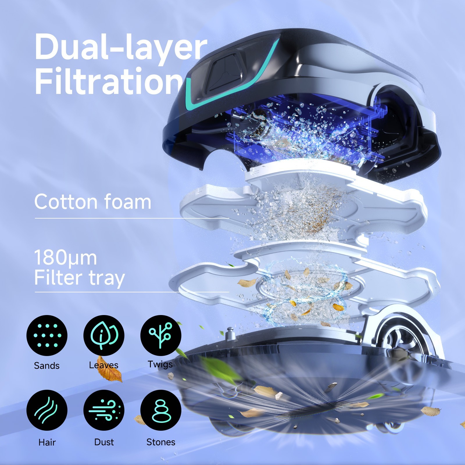 WYBOT A1 Cordless Robotic Pool Cleaner Vacuum Above Ground Flat 120Min AutoPark