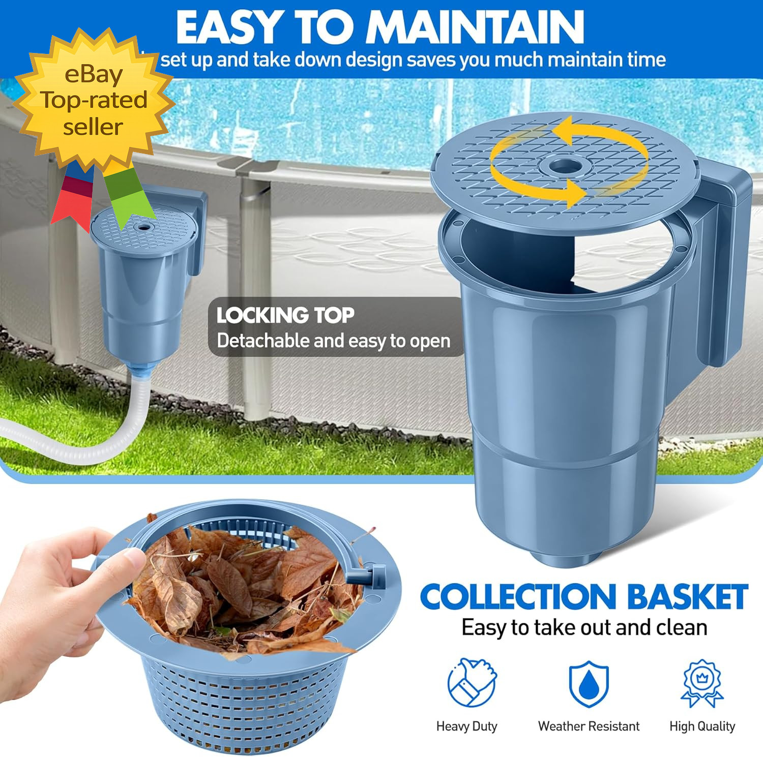 Above Ground Pool Wall Skimmer Kit Heavy Duty Mount Surface Skimmer