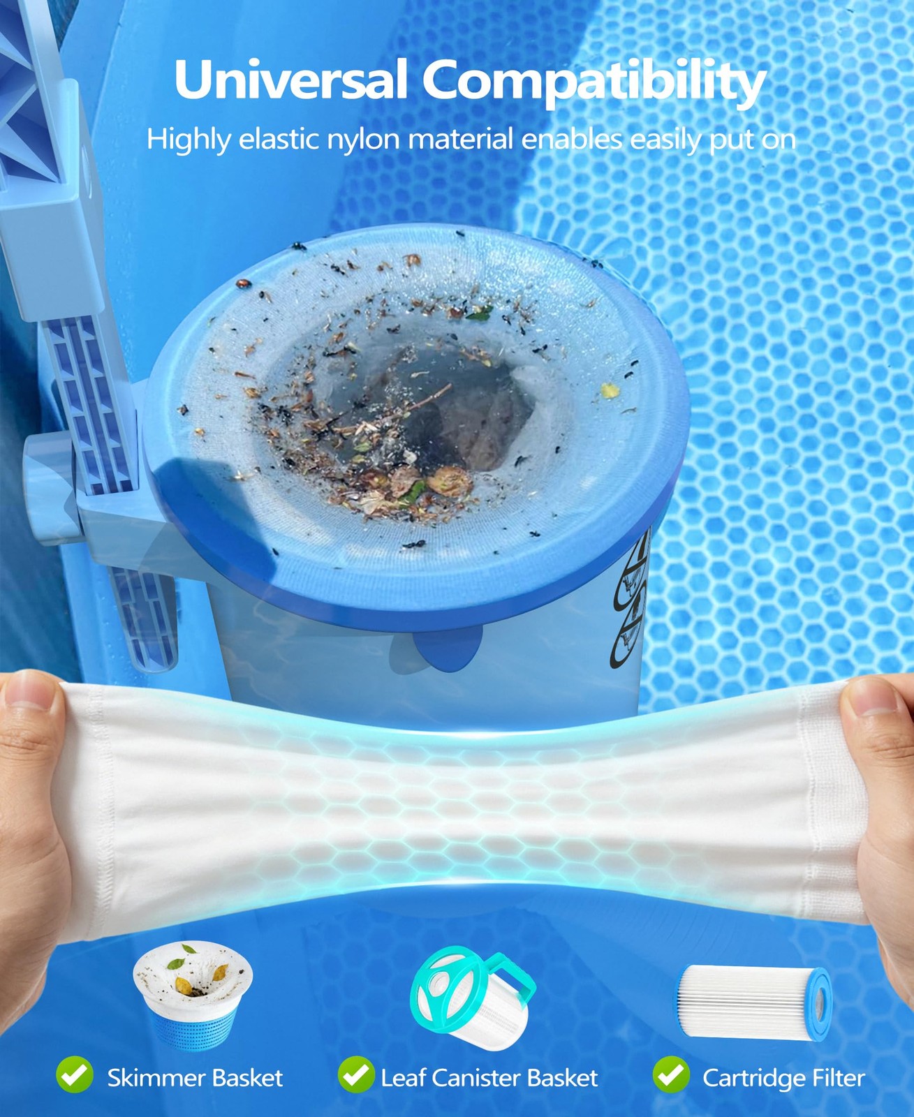 60 Pack Pool Skimmer Socks Ultra Fine Mesh Filter for Clear Water & Debris