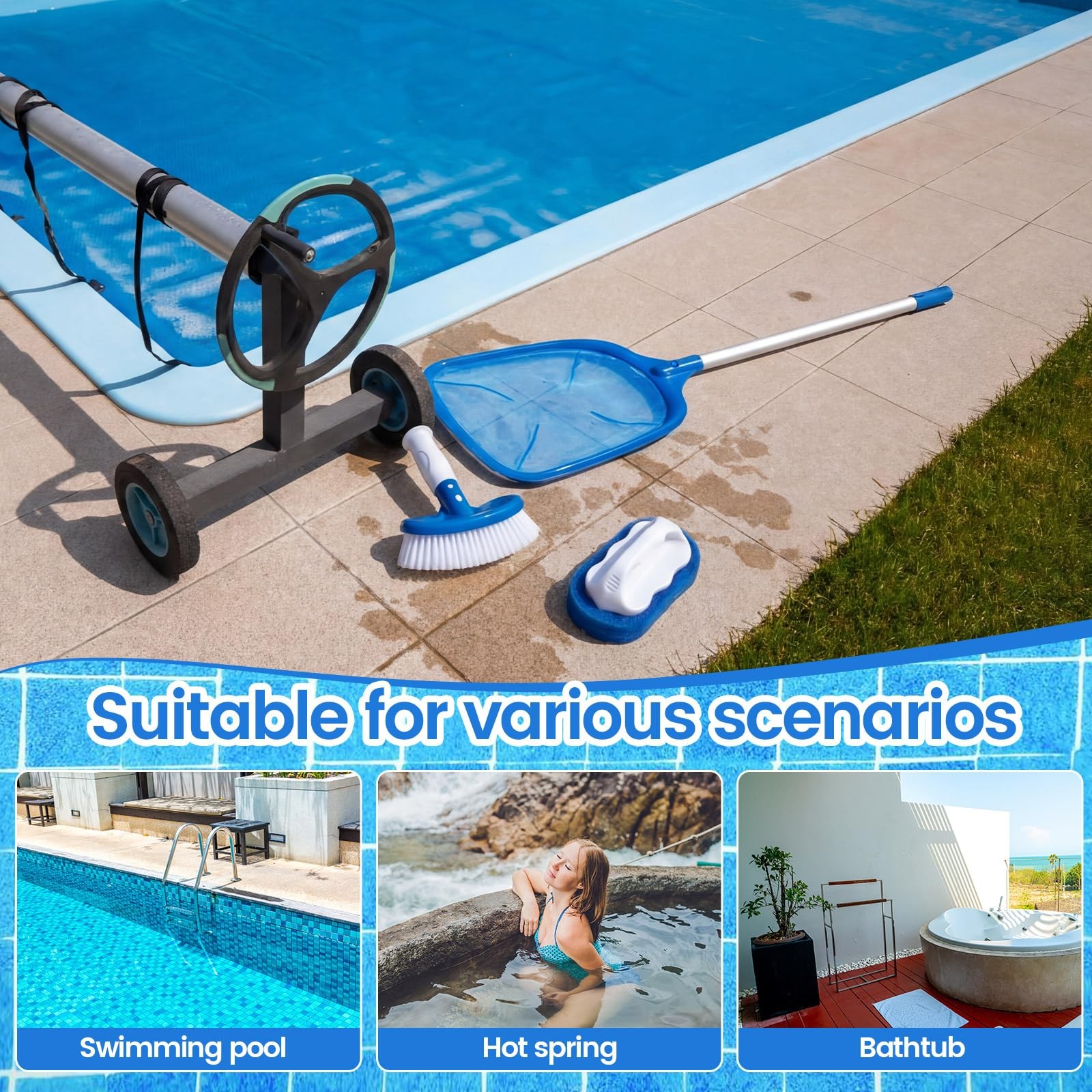 3 Pcs Hot Tub Accessories Kit with 26 » Spa Skimmer Net, Curved Brush, Handy …