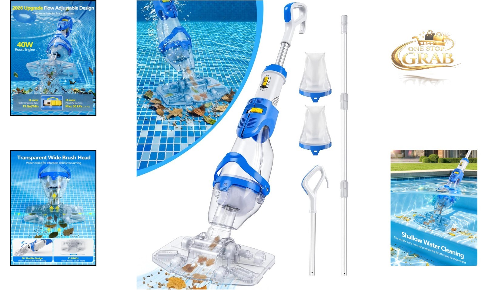 2026 Cordless Pool Vacuum for Inground Pool with Flow Adjustable Suction