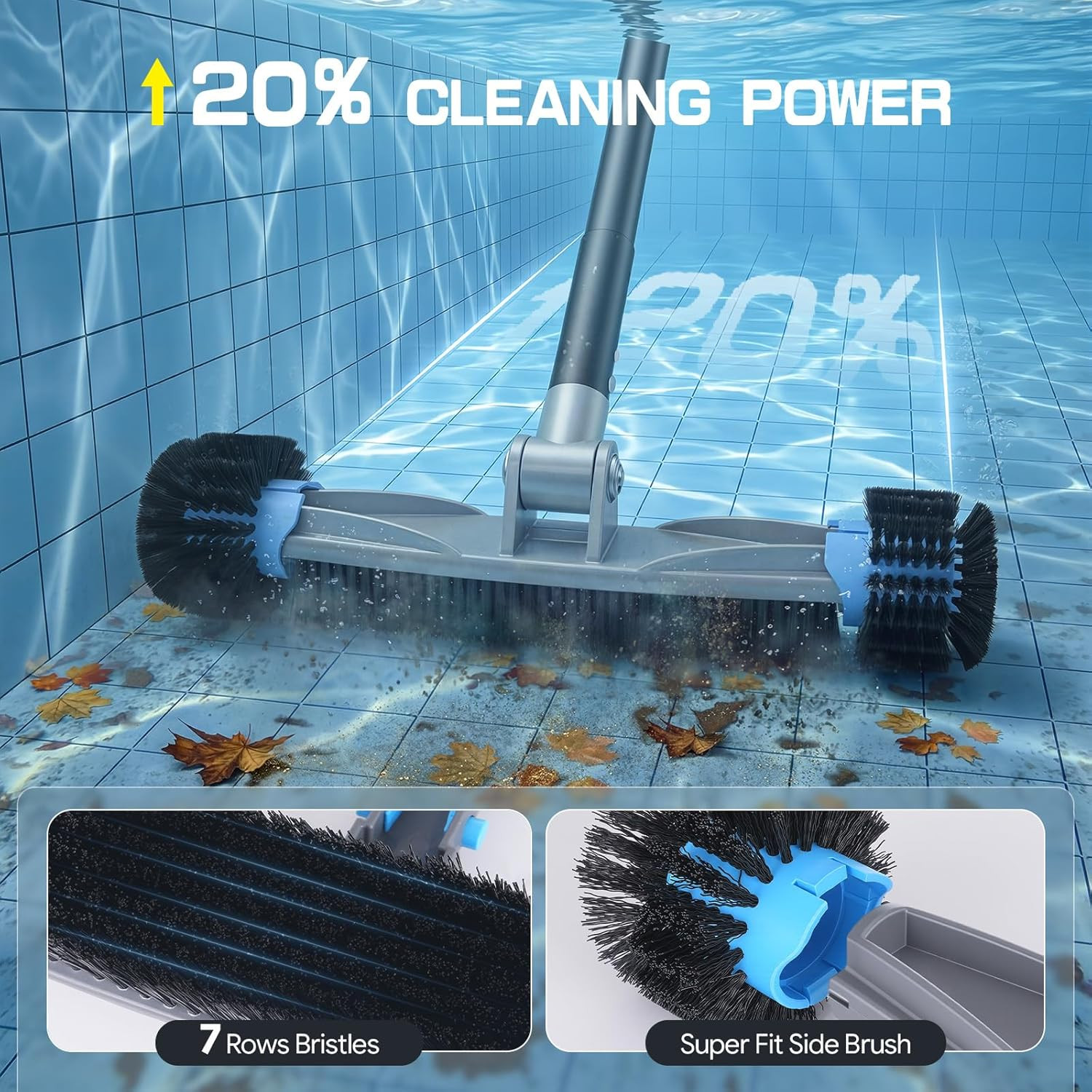 3-In-1 Deluxe Swimming Pool Cleaning Kit – Includes Pool Brush with Detachable S