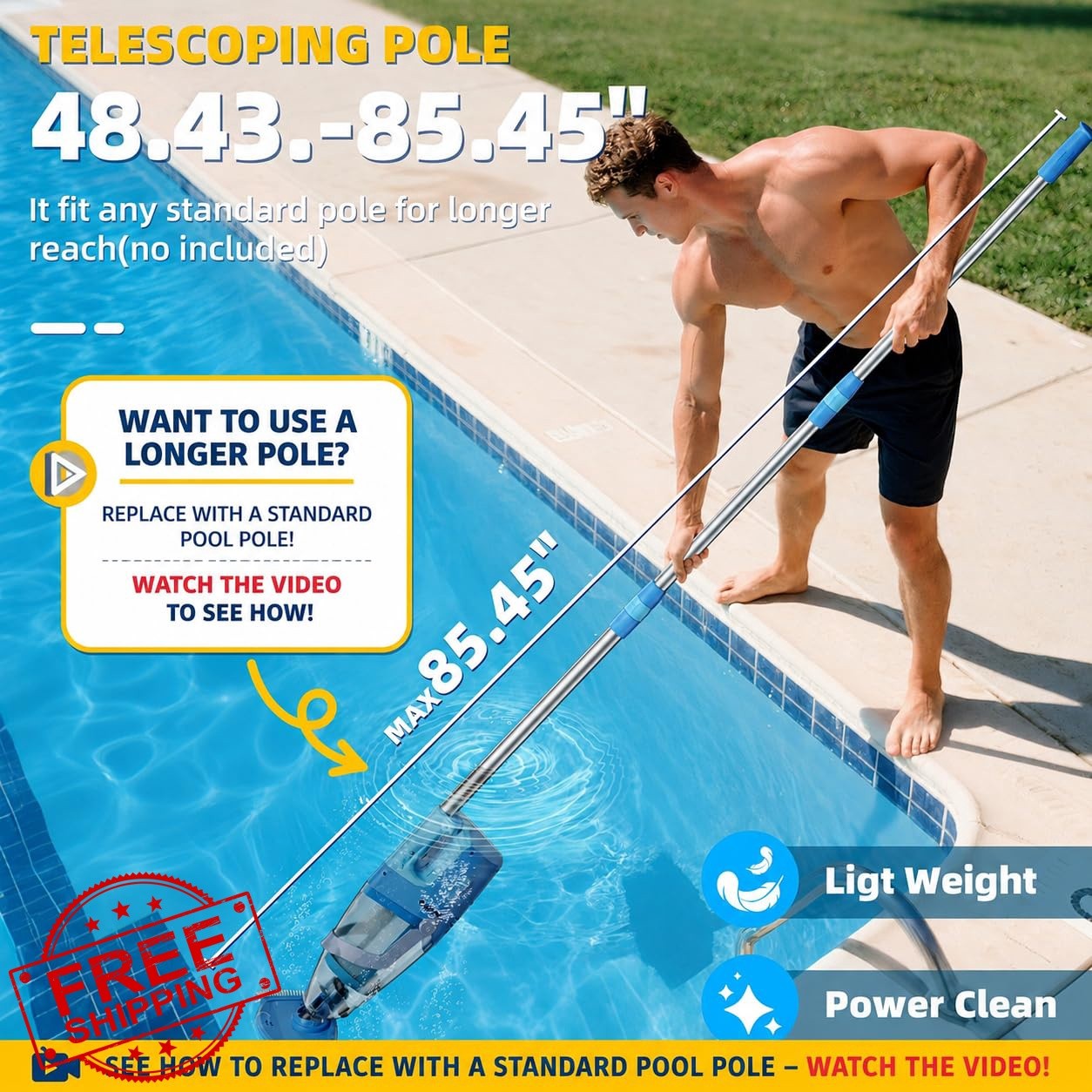 Cordless Pool Vacuum Above and Inground Pools, Powerful 1590 GPH Suction,Hand…