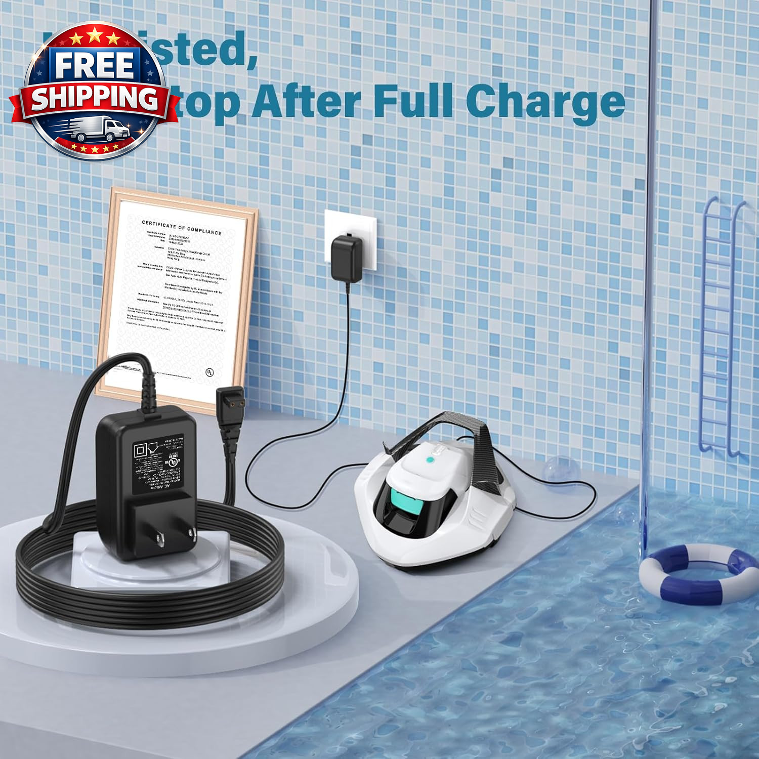 12.6V Pool Vacuum Charger for Aiper Seagull 600 Cordless Robotic Pool Cleaner, P