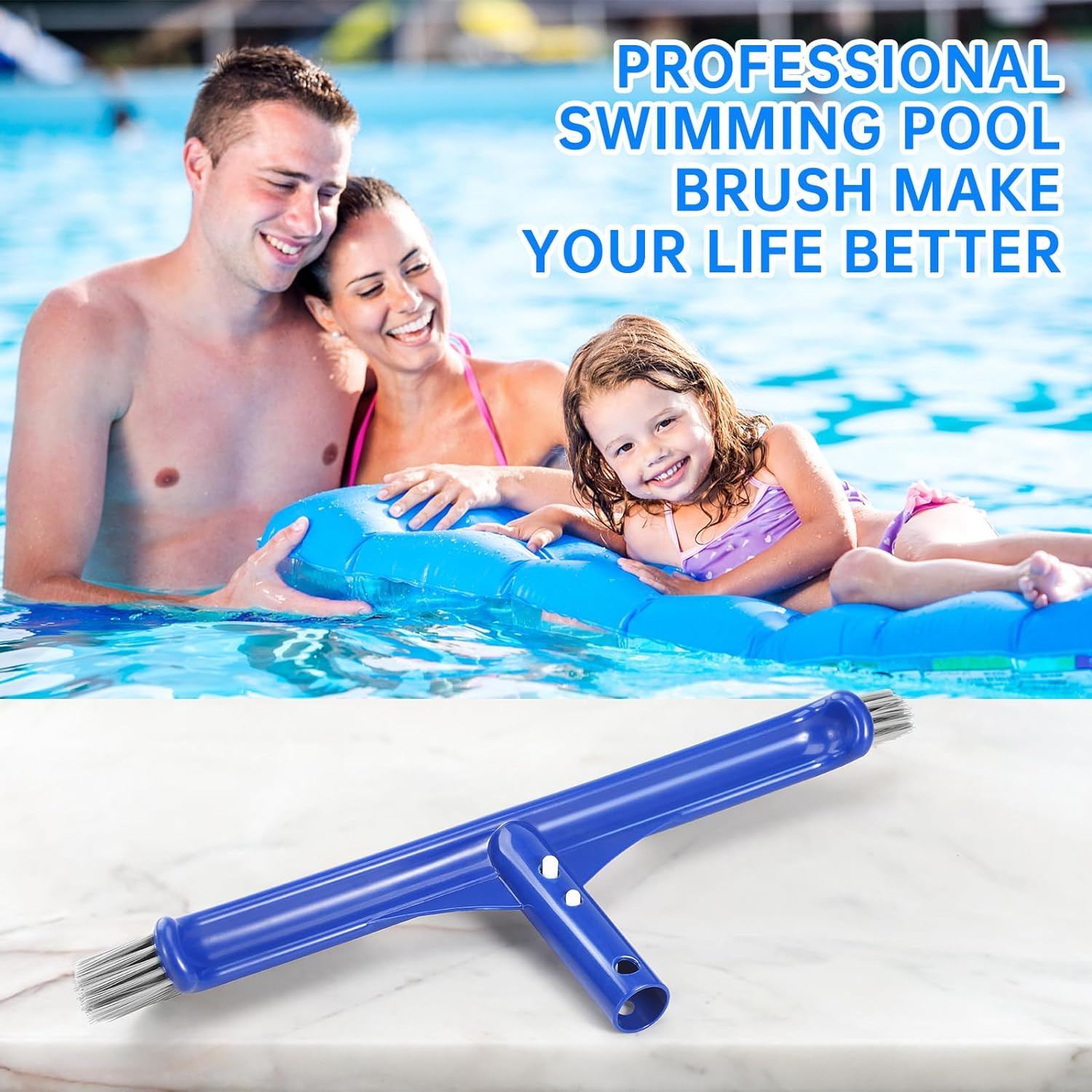 Pool Brush Head, 17&Prime; Pool Brushes for Cleaning Pool Walls, Curved Ends High-Effi