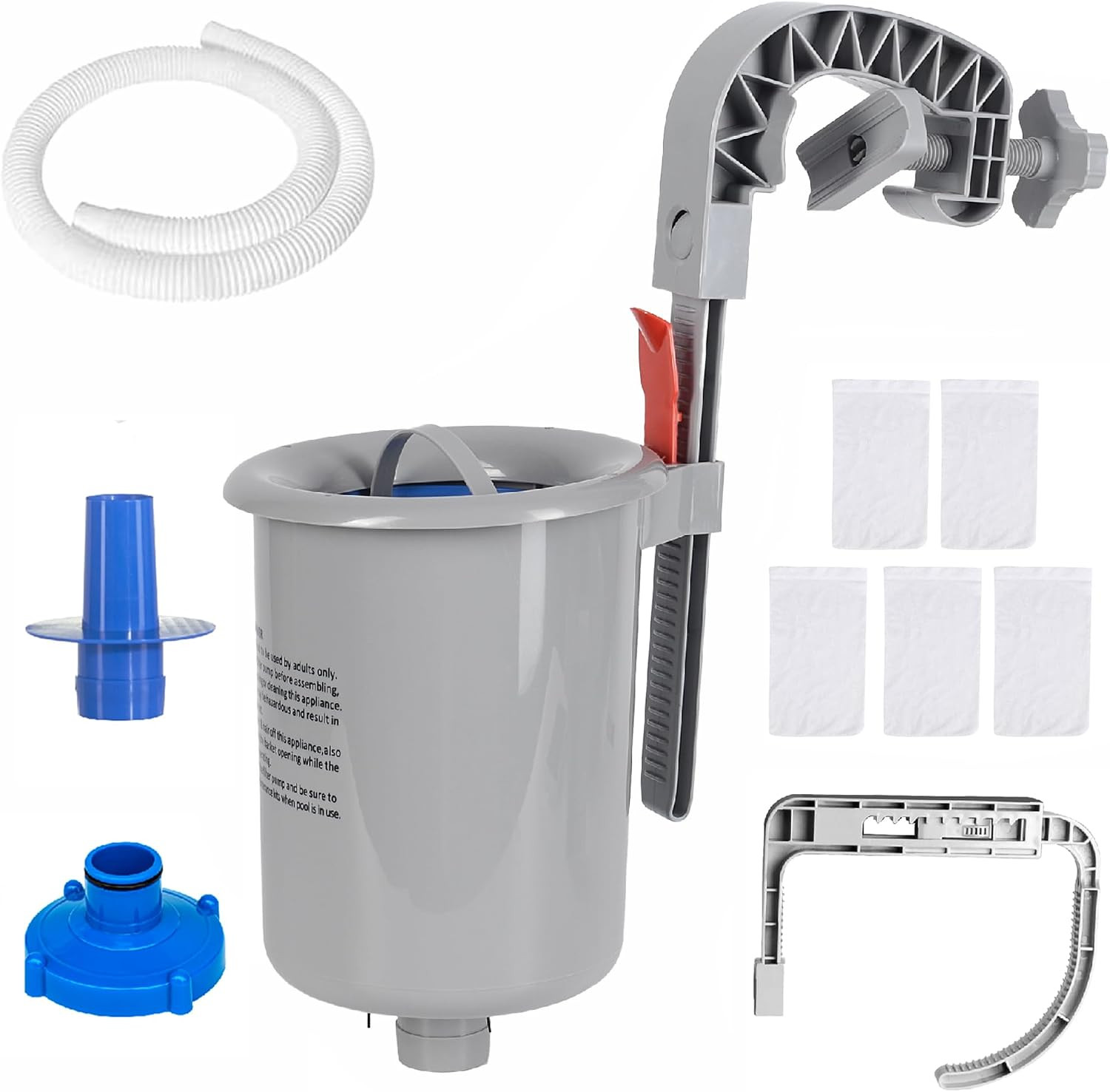 Above Ground Pool Skimmer with 5 Skimmer Socks, Wall Mount Surface Skimmer with