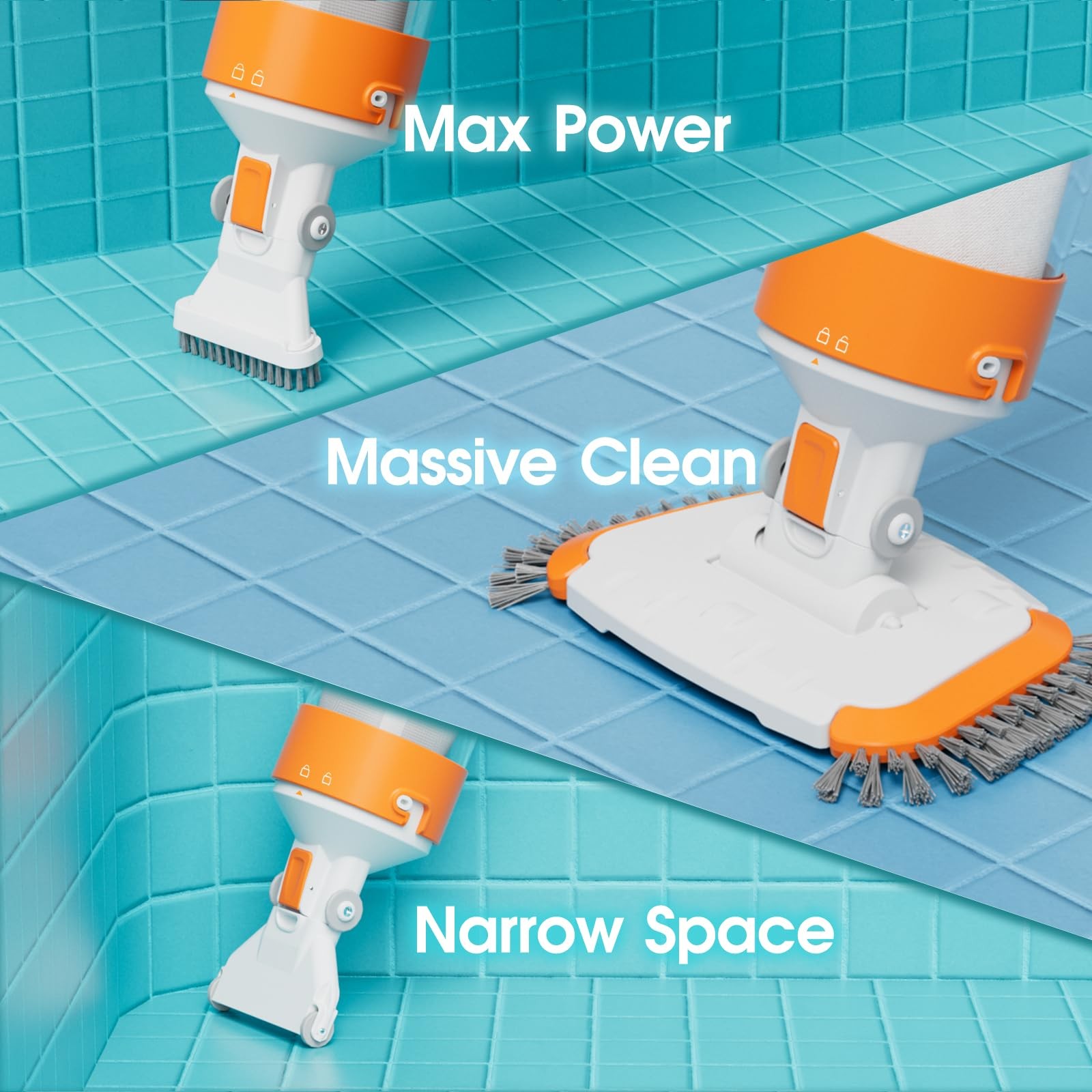 Cordless Pool Vacuum-True Powerful Suction 18.9GPM, 130inch, 1H Runtime, 25µm…