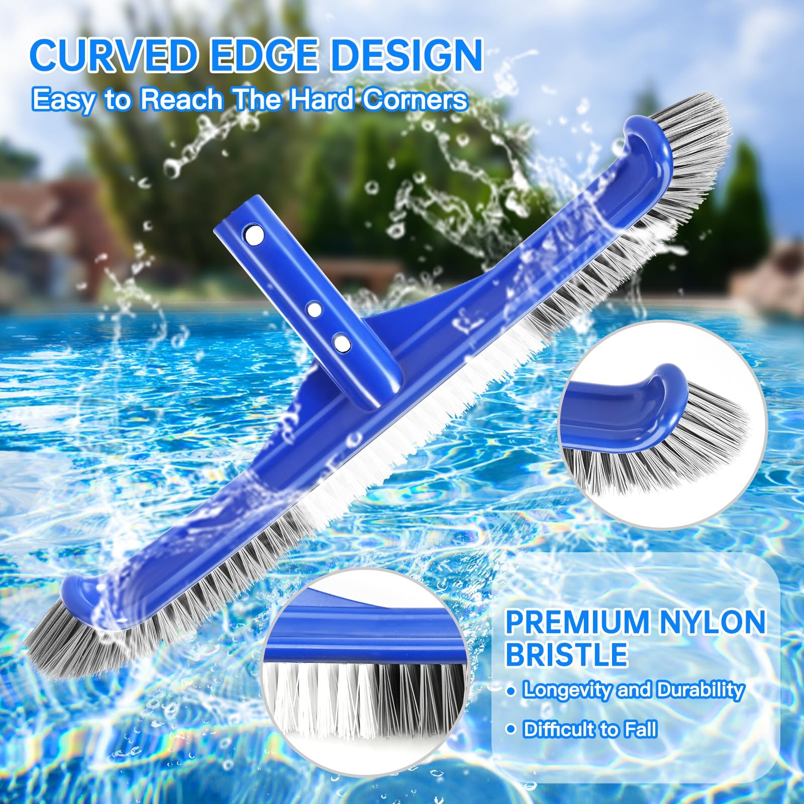 Pool Brush Head, 17&Prime; Brushes for Cleaning Walls, Large,