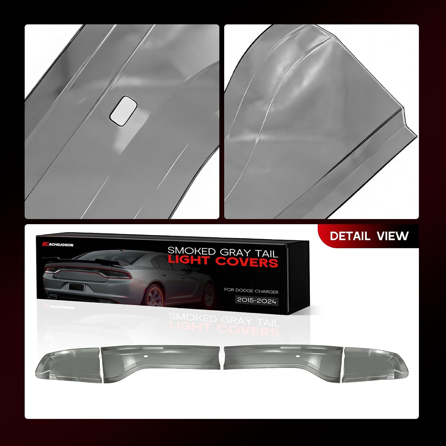 For Dodge Charger Smoked Gray Tail Light Covers 2015-2024 | Premium ABS Rear Lig