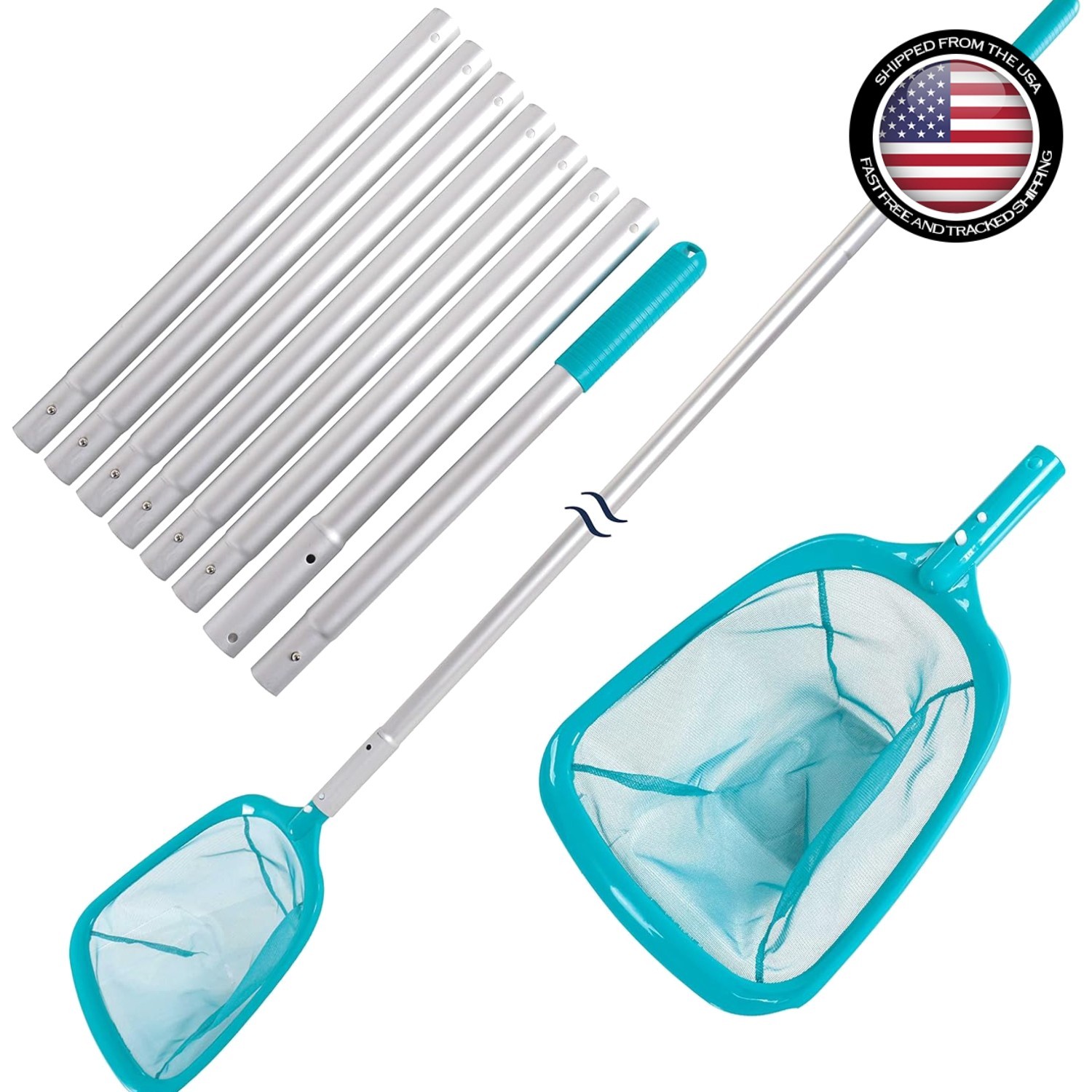 Adjustable 11.5FT Pool Leaf Skimmer with Durable Aluminum Pole for Spas & Ponds