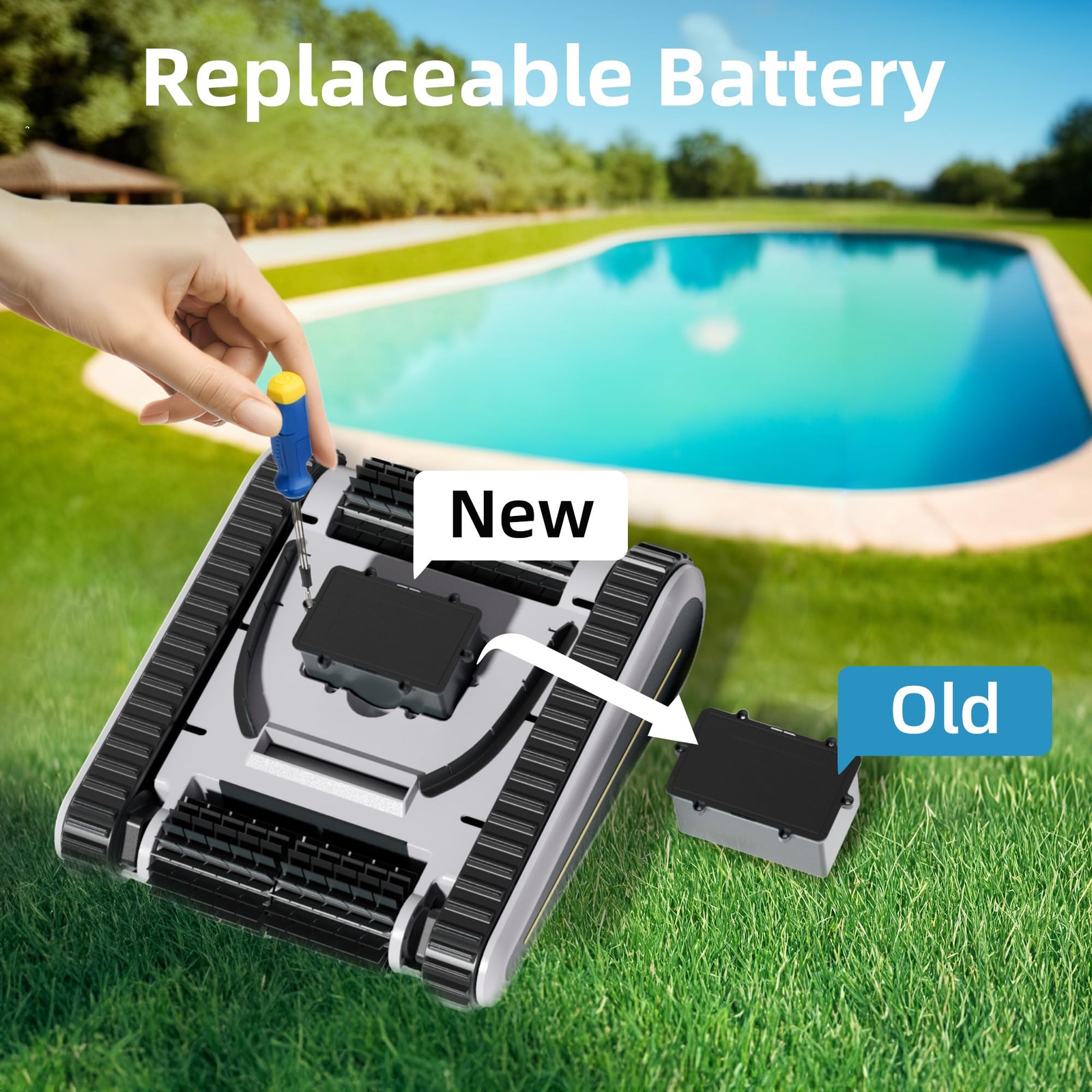 Pool Vacuum for Inground Pools, Cordless Robotic Pool Cleaner, Pool Vacuum