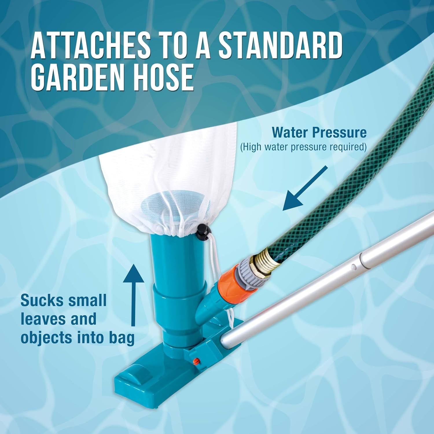Portable Above Ground Pool Vacuum Cleaner with Mesh Leaf Bag – 4ft Pole Included
