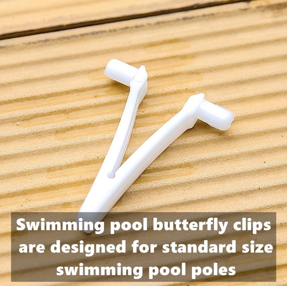 12Pcs Pool Brush Clips Plastic Pool Pole Clips Perfect V Pool Clips Pool Butt…
