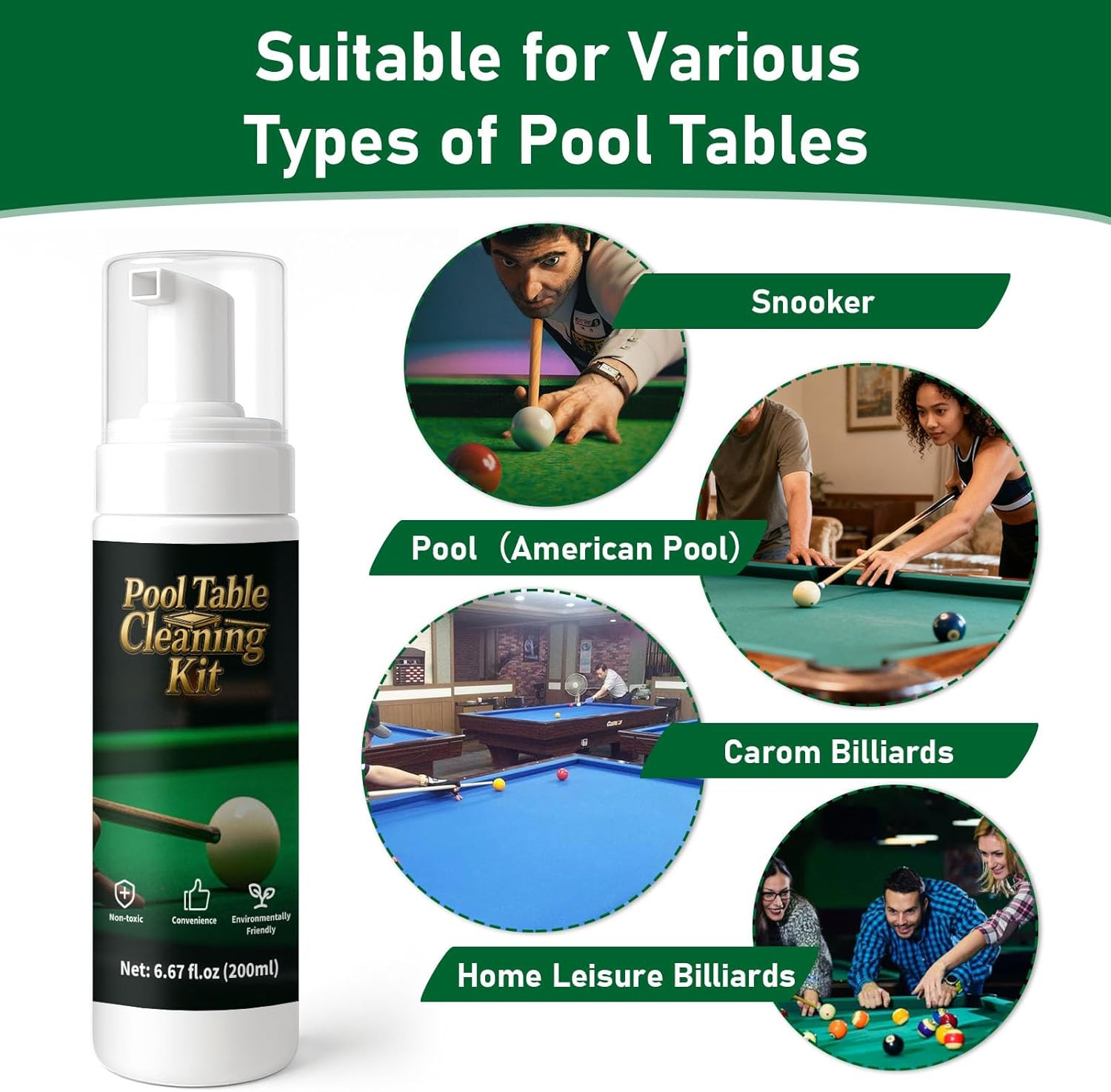 8 Pcs Pool Table Cleaning Kit Powerful Cleaner Quickly Breaks down Chalk Stains