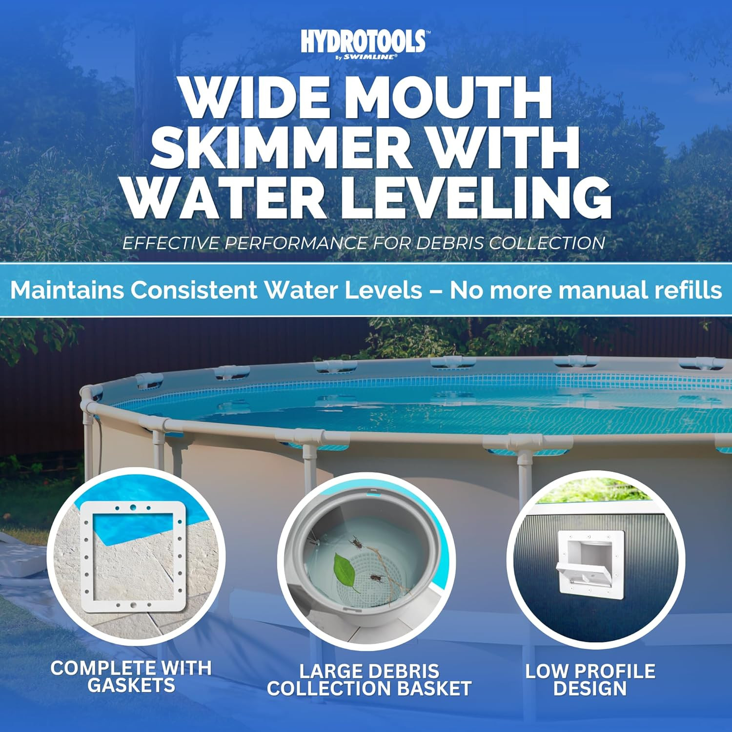 HYDROTOOLS Above Ground Pool Skimmer Kit with Water Leveling System