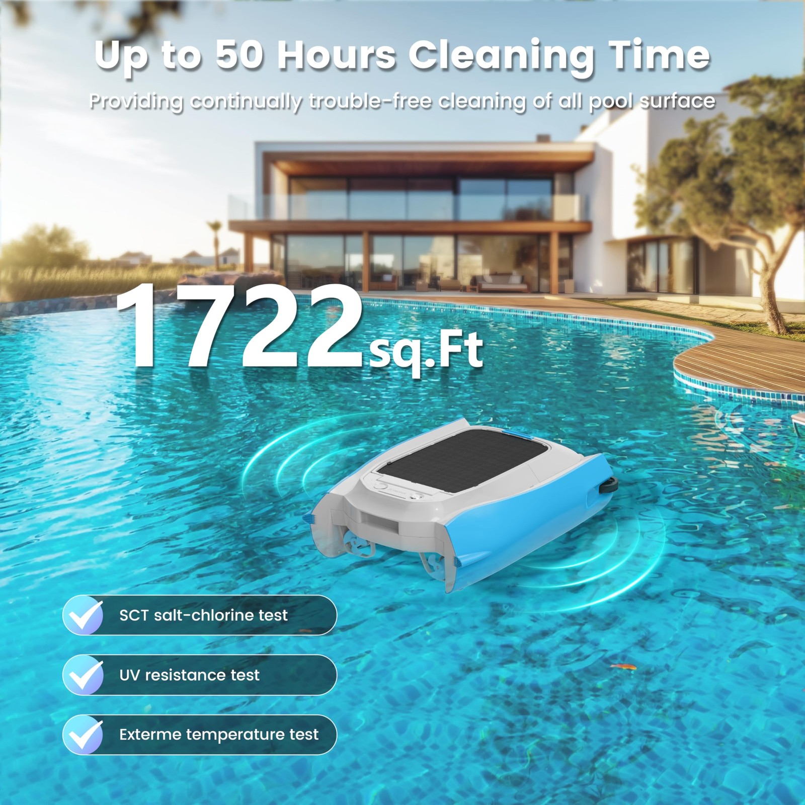 Keenhot Solar Powered Robotic Pool Surface Skimmer Cleaner, Automated Pool
