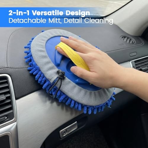 41&Prime; Car Cleaning Brush with Telescopic Handle Aluminum Alloy Long Rod,