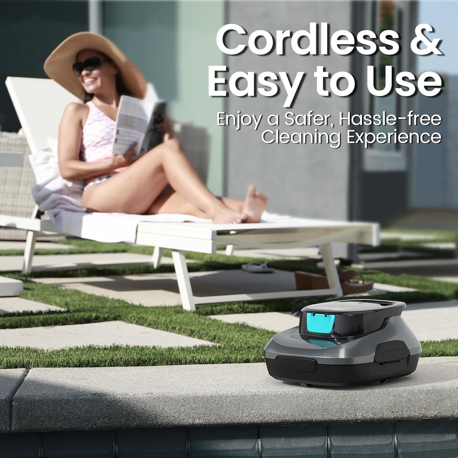 NEW 2024 Cordless Pool Cleaner Robotic Vacuum 1200GPH Suction Lightweight